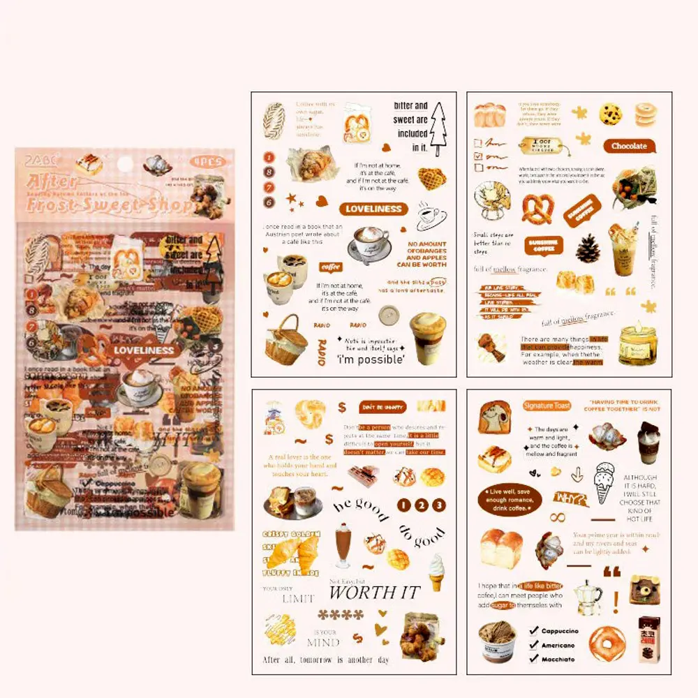 Vintage Sticker Sweet Shop Stiker Çıkartma Etiket 4'lı Set- Tatlı