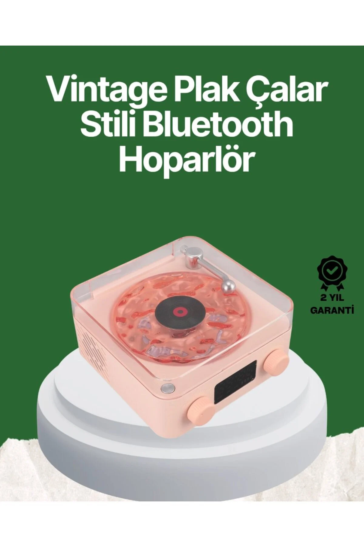 Vintage Tarz Bluetooth Hoparlör – Gece Işığı Ve Zaman Göstergeli