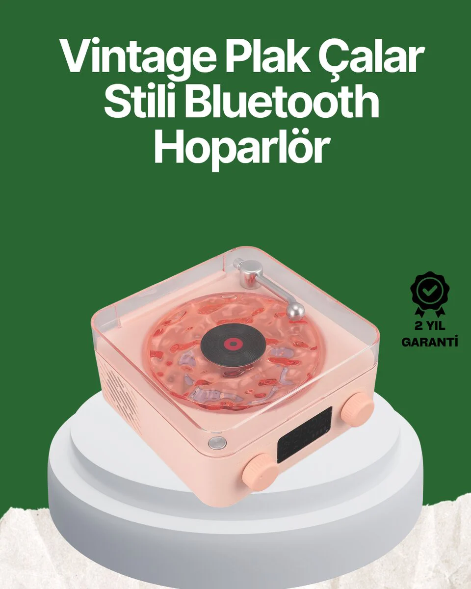Vintage Tarz Bluetooth Hoparlör – Gece Işığı ve Zaman Göstergeli Nostaljik Dekor
