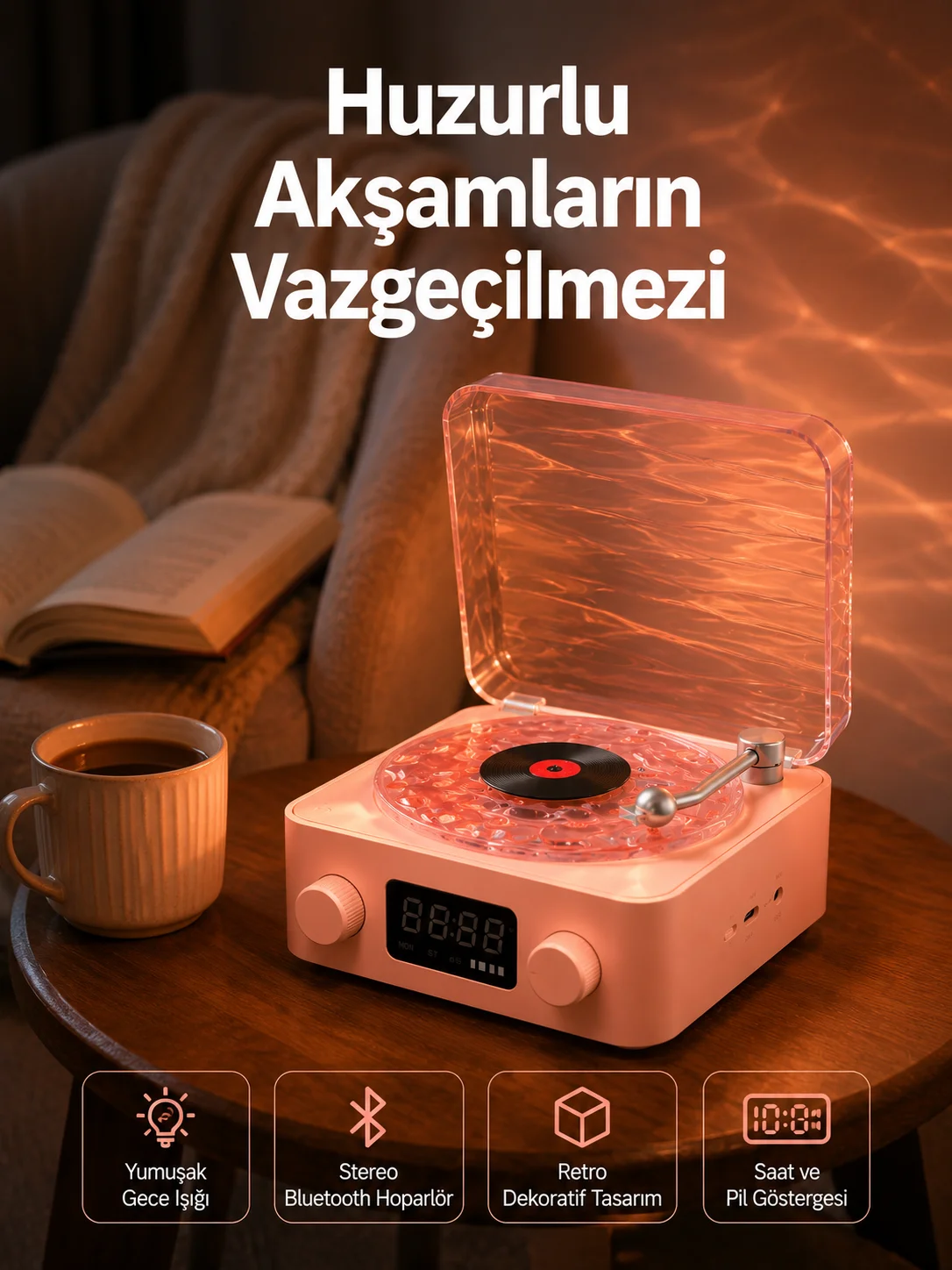 Vintage Tarz Bluetooth Hoparlör – Gece Işığı ve Zaman Göstergeli Yeni Nesil Vintage Tarz Bluetooth Hoparlör – Gece Işığı ve Zaman Göstergeli Yeni Nesil