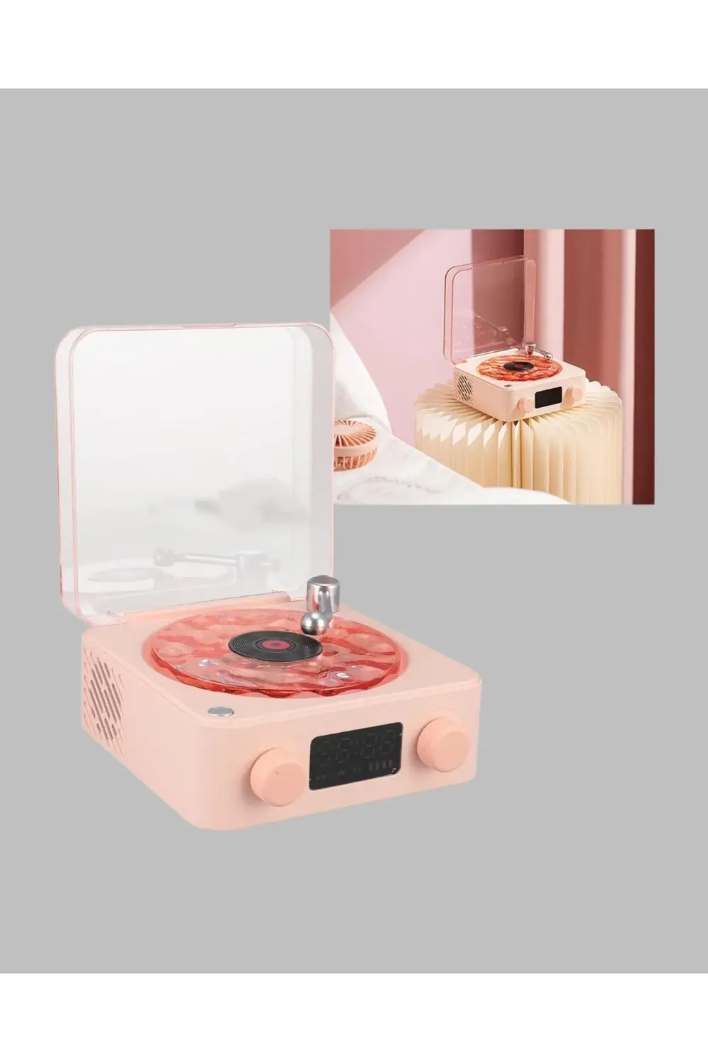 Vintage Tarz Bluetooth Hoparlör – Gece Işığı Ve Zaman Göstergeli