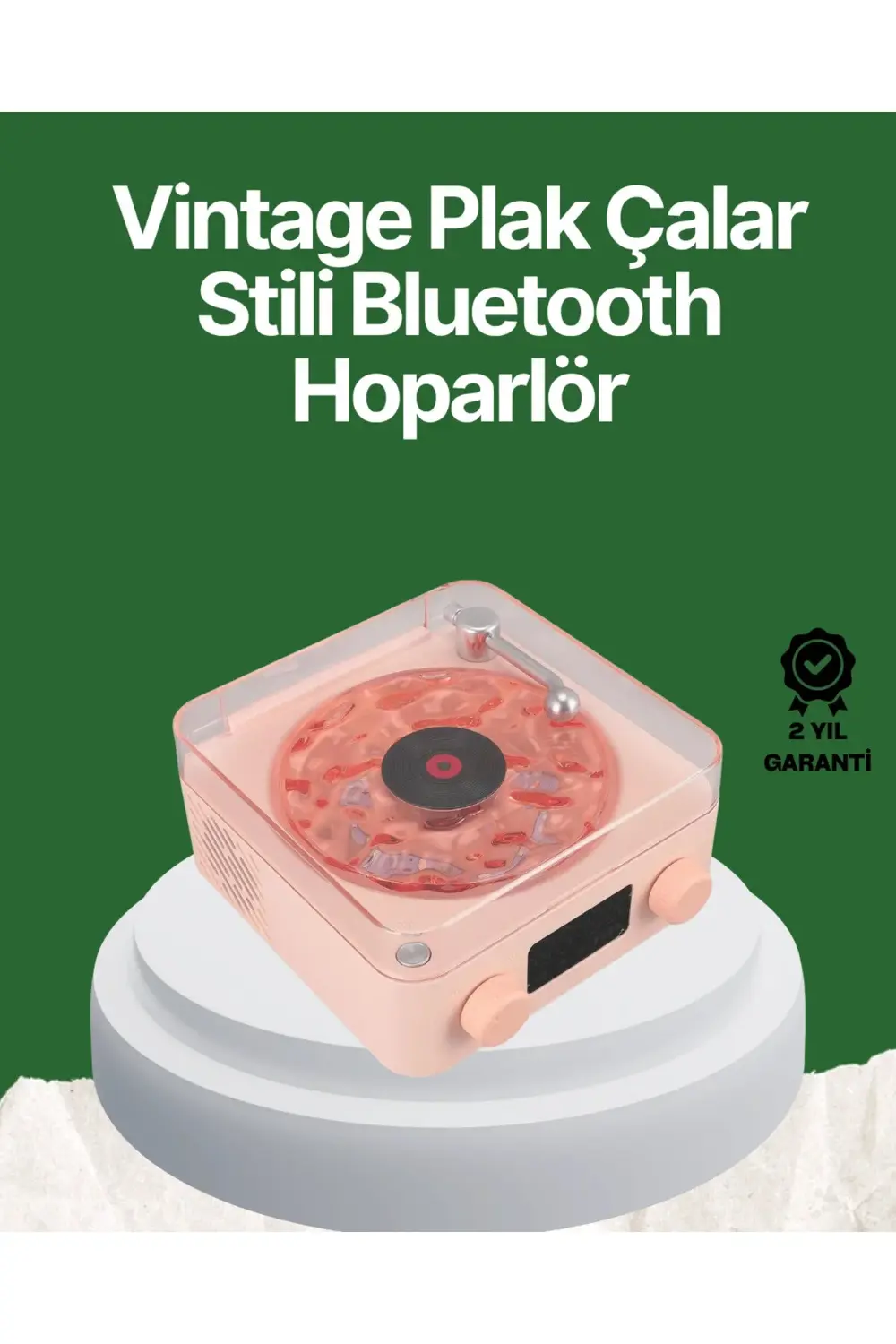 Vintage Tarz Bluetooth Hoparlör – Gece Işığı Ve Zaman Göstergeli