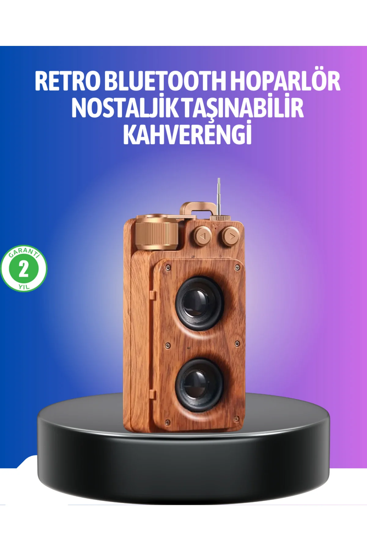 Vintage Tasarımlı Bluetooth Hoparlör Uzun Pil Ömürlü ve FM Destek