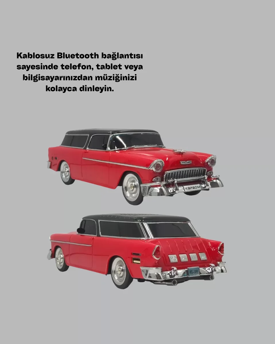Vintage Tasarımlı LED Işıklı Bluetooth Hoparlör 10W - Motor Sesli ve Nostaljik Deneyim