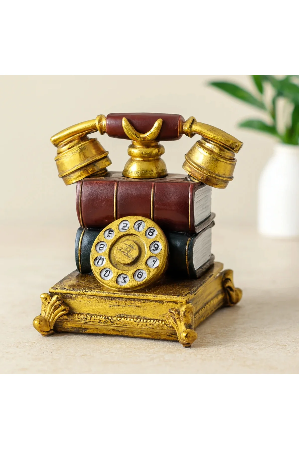 Vintage Telefon Biblo Kumbara Reçine 15.5x15.5x10 cm Vintage Telefon Biblo Kumbara Reçine 15.5x15.5x10 cm