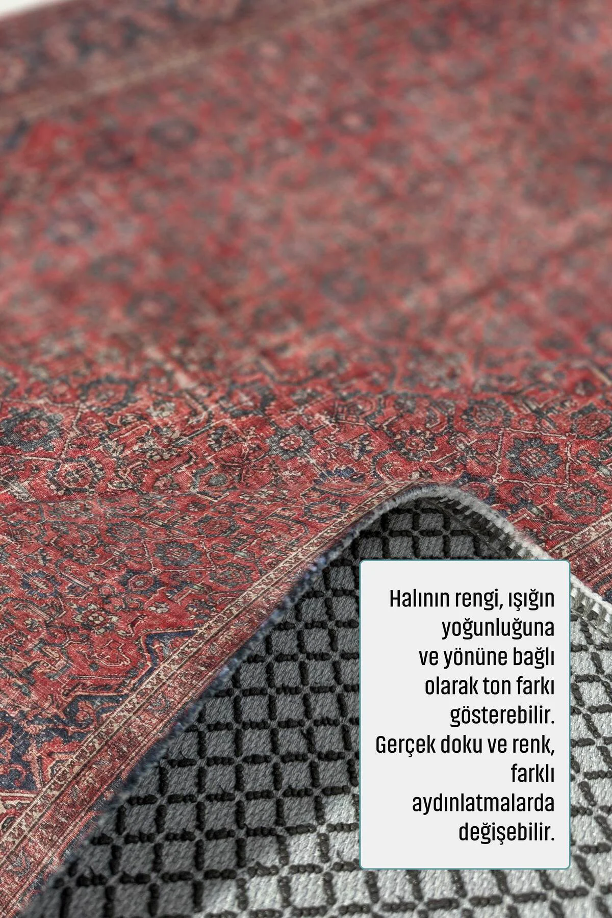 Vintage Tuğla Kırmızı Lacivert Şönil Halı Kilim Yolluk Kaymaz Yık