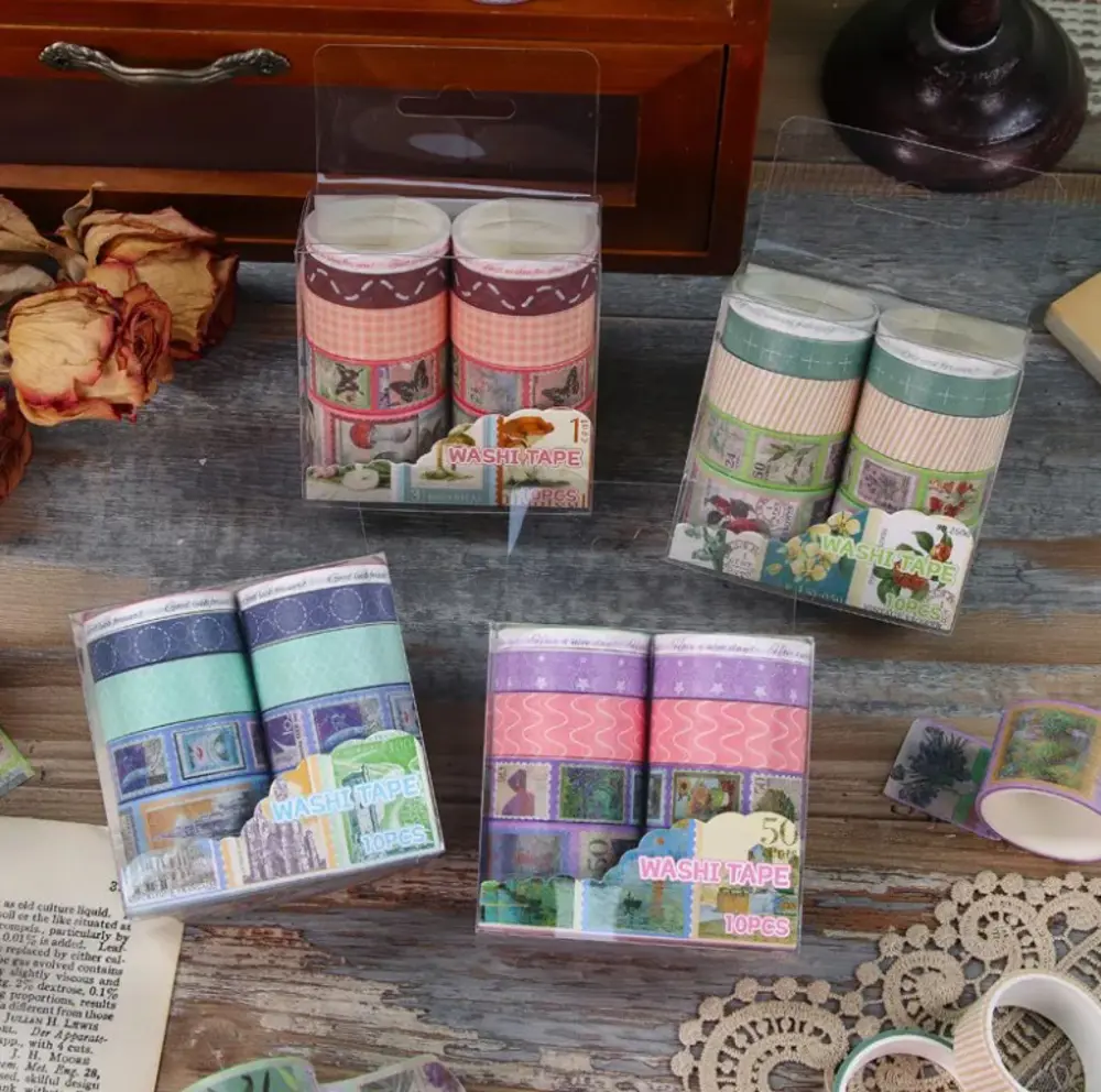 Vintage Washi Tape Bant Baskılı Yapışkanlı Maskeleme Kağıdı Desen