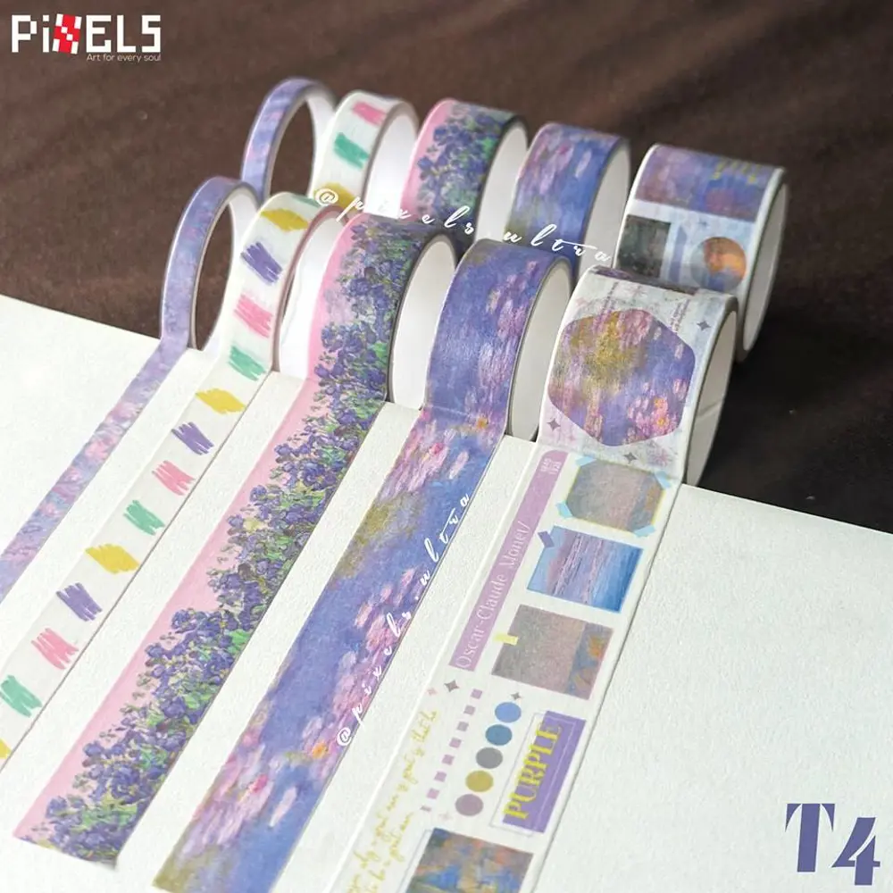 Vintage Washi Tape Bant Baskılı Yapışkanlı Maskeleme Kağıdı 45E D