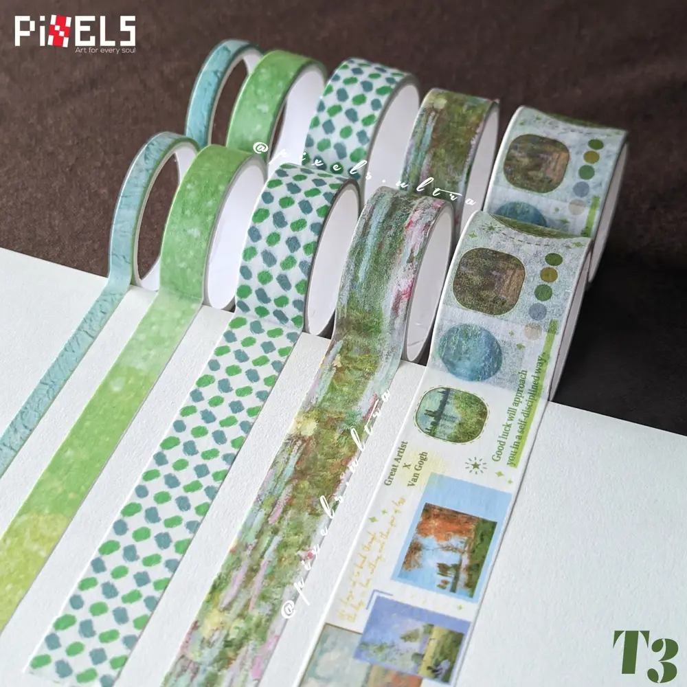 Vintage Washi Tape Bant Baskılı Yapışkanlı Maskeleme Kağıdı 45E D