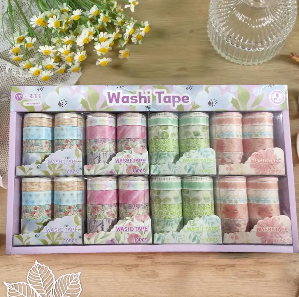 Vintage Washi Tape Bant Baskılı Yapışkanlı Maskeleme Kağıdı 45D D