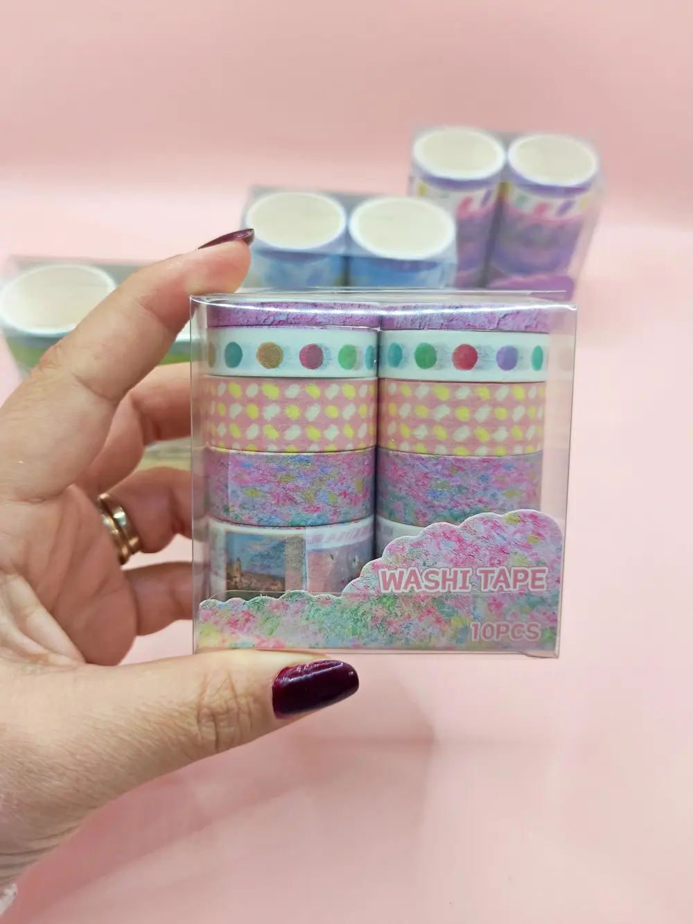 Vintage Washi Tape Bant Baskılı Yapışkanlı Maskeleme Kağıdı 45E D