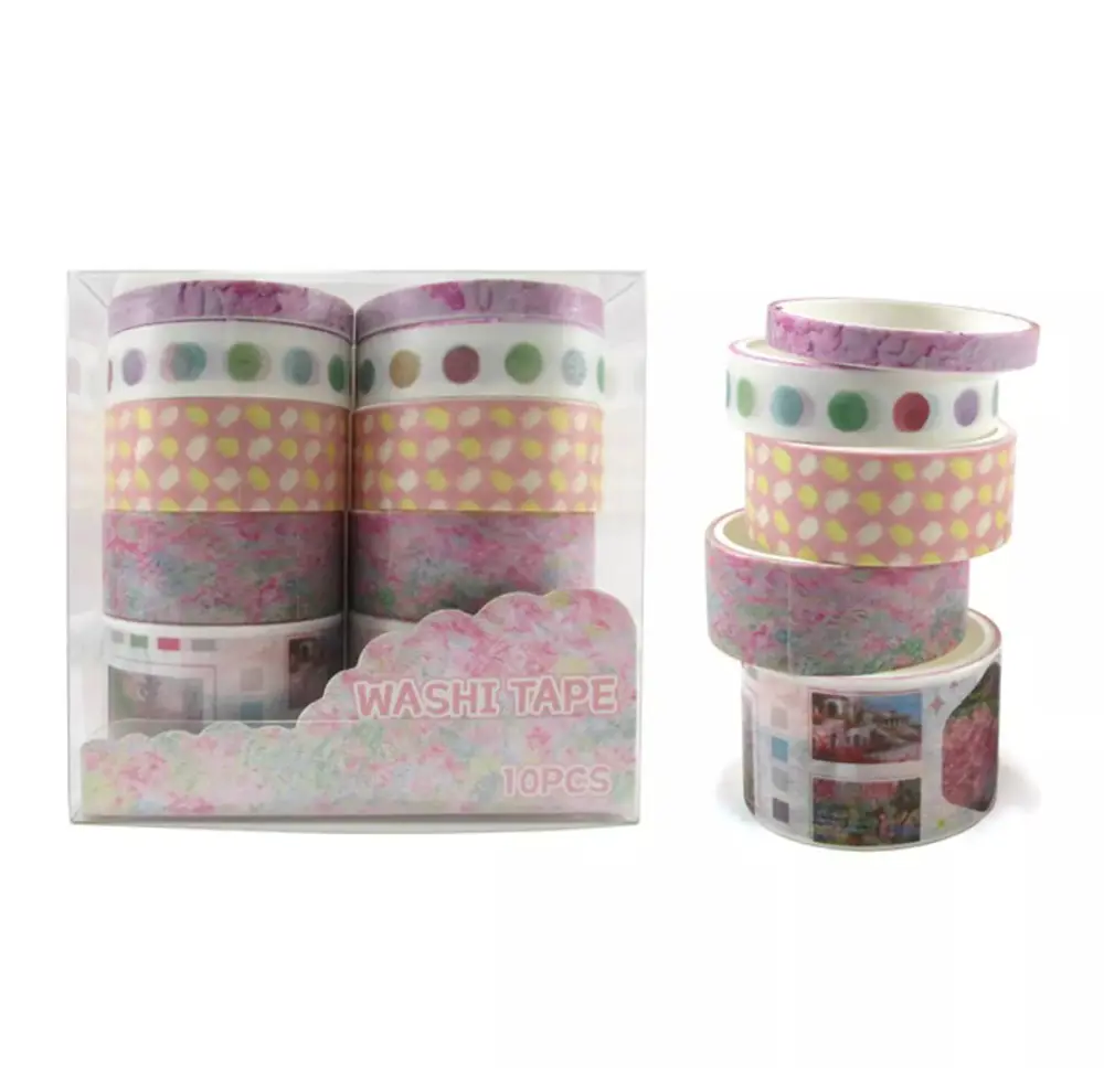 Vintage Washi Tape Bant Baskılı Yapışkanlı Maskeleme Kağıdı 45E D