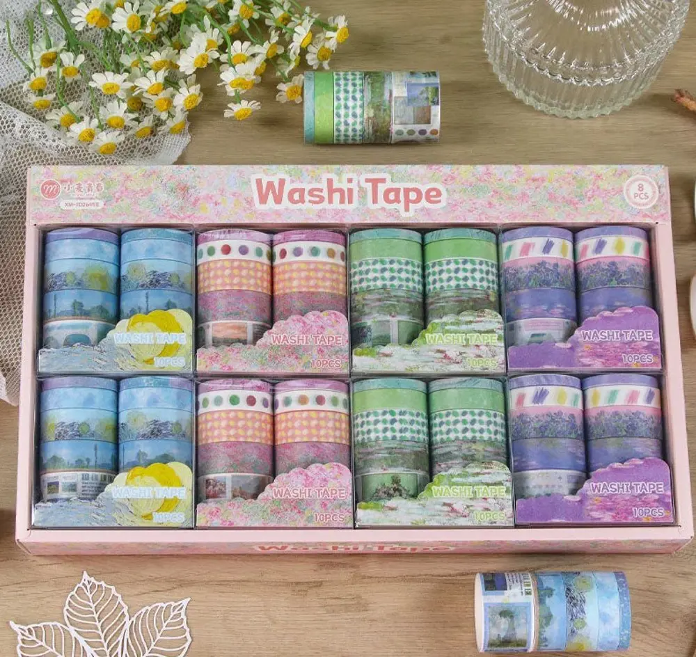 Vintage Washi Tape Bant Baskılı Yapışkanlı Maskeleme Kağıdı 45E D