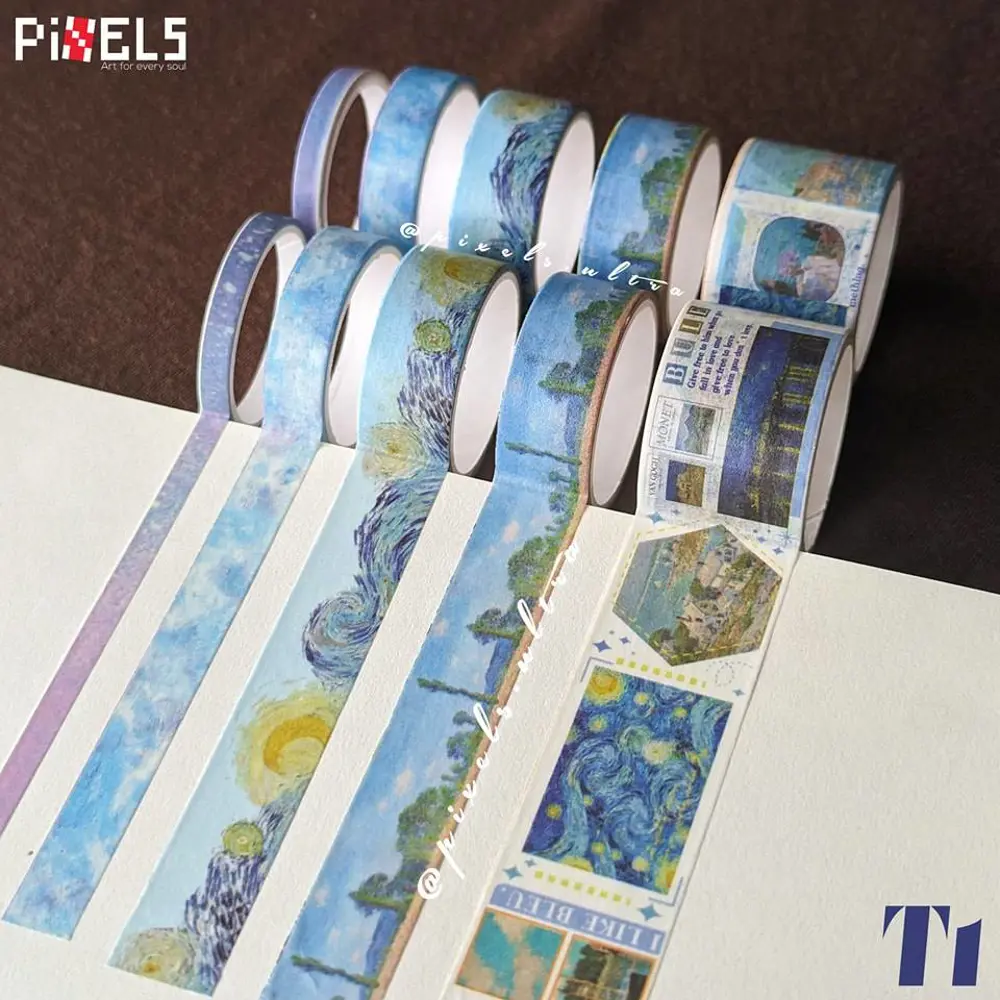 Vintage Washi Tape Bant Baskılı Yapışkanlı Maskeleme Kağıdı 45E D