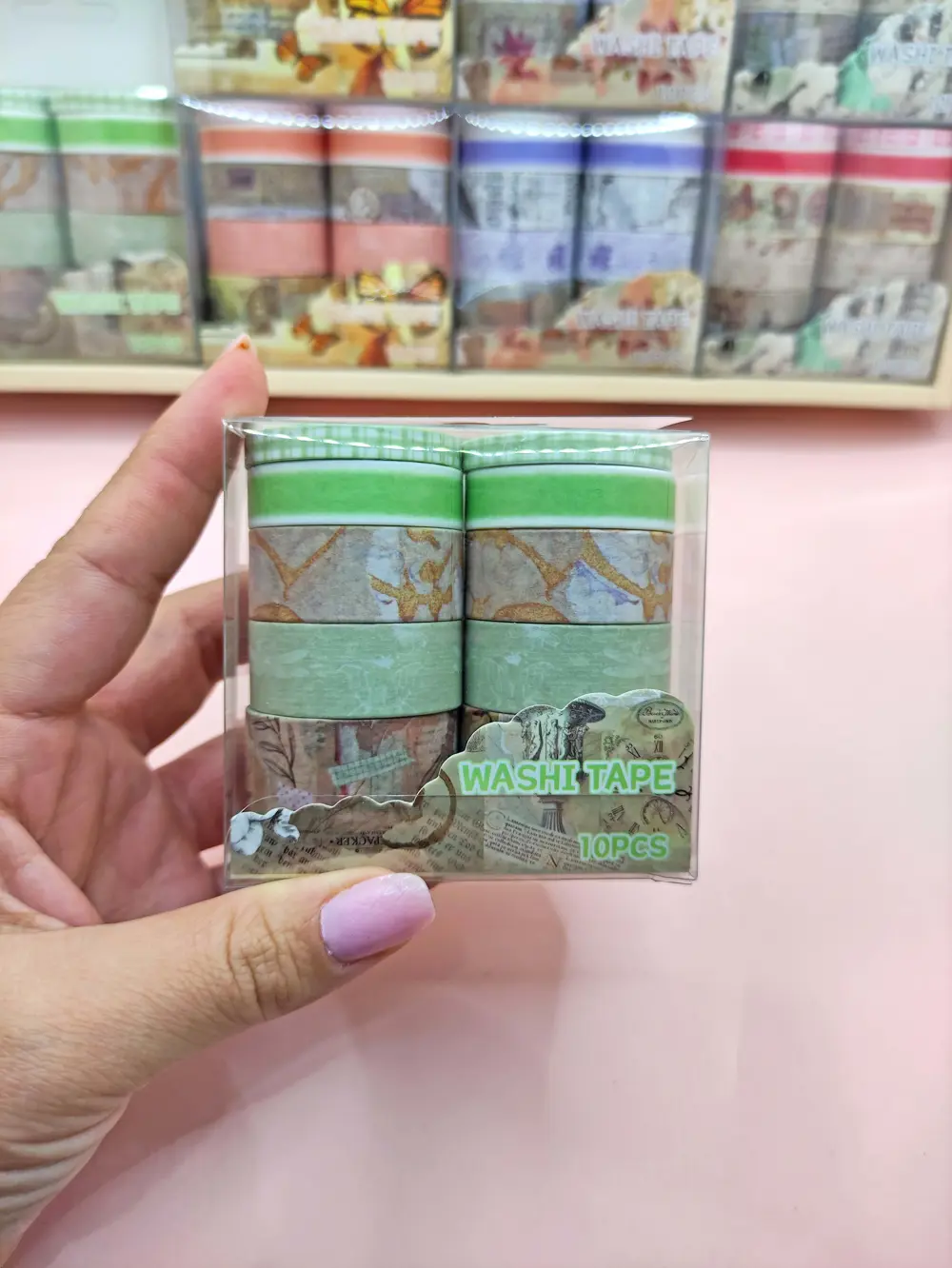 Vintage Washi Tape Bant Baskılı Yapışkanlı Maskeleme Kağıdı 45F D