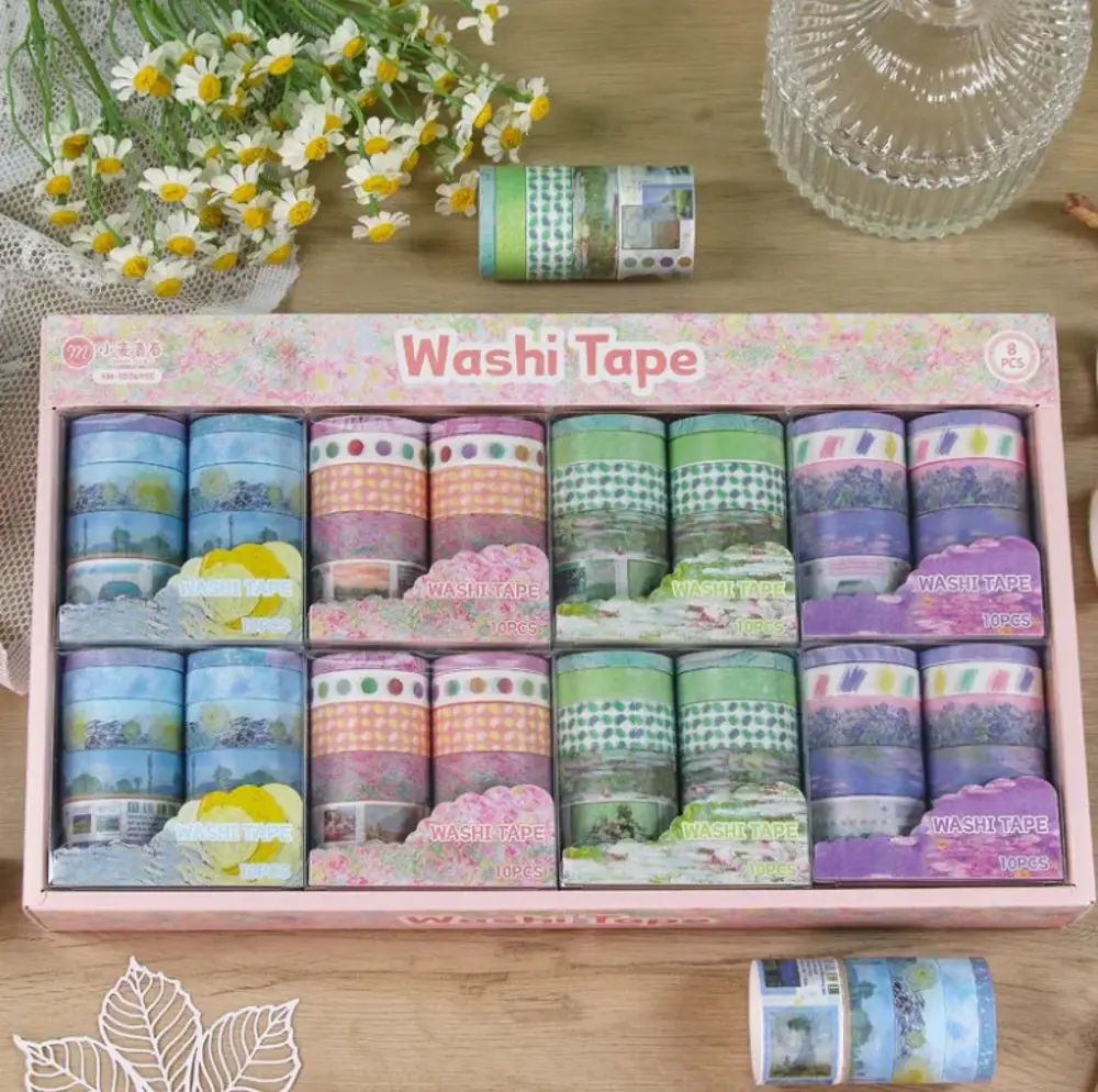 Vintage Washi Tape Bant Baskılı Yapışkanlı Maskeleme Kağıdı 45E D