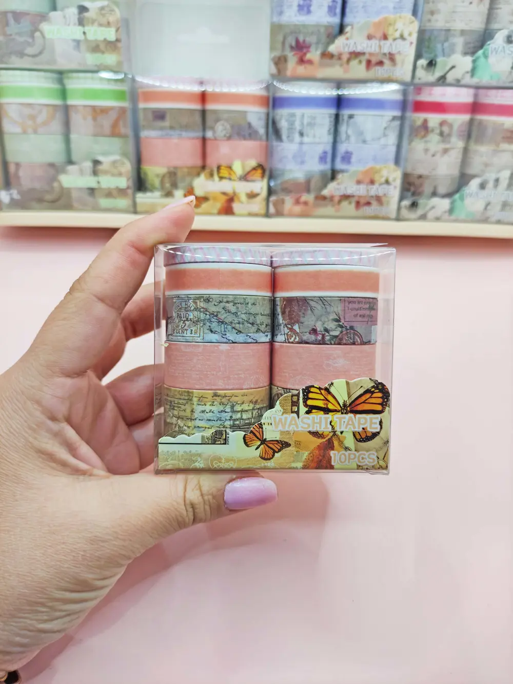 Vintage Washi Tape Bant Baskılı Yapışkanlı Maskeleme Kağıdı 45F D