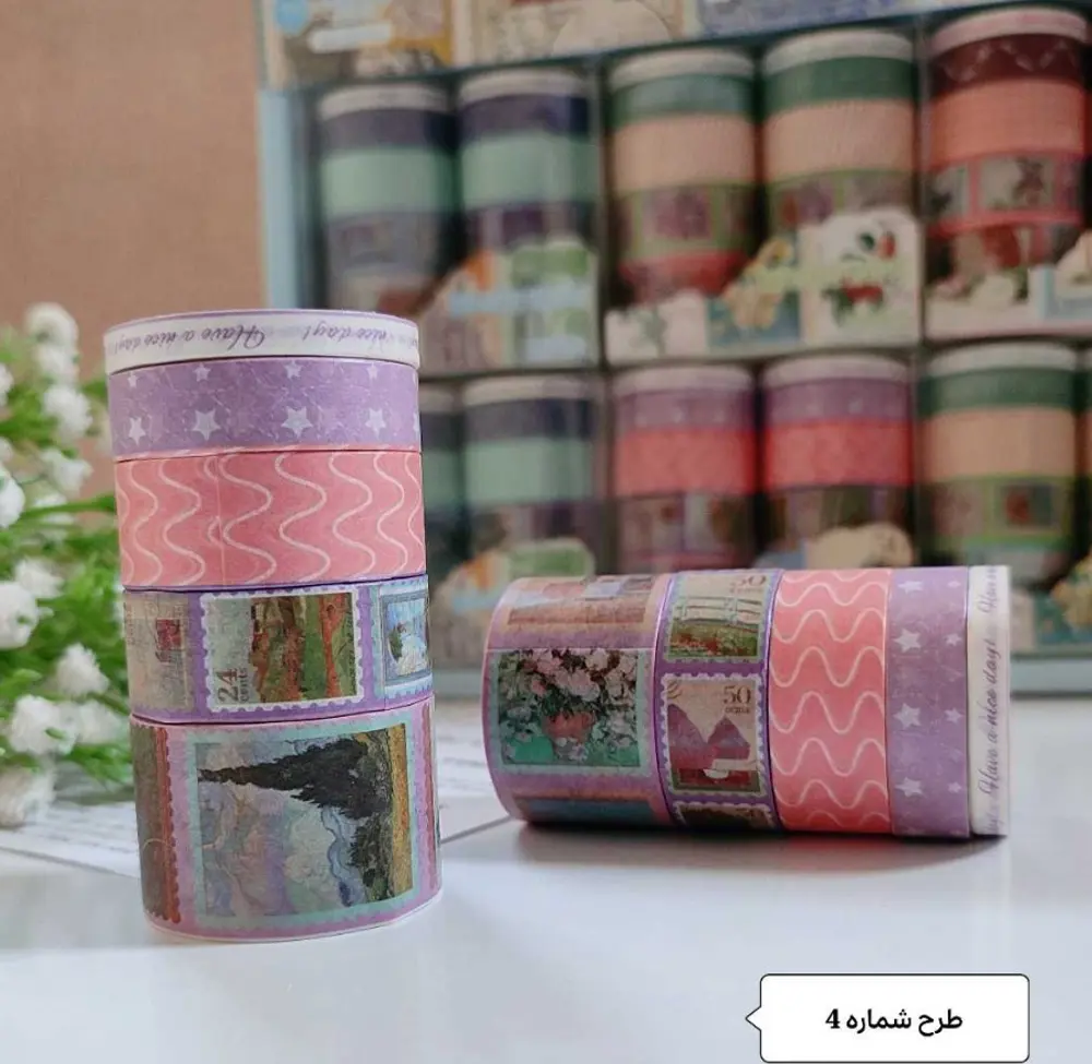 Vintage Washi Tape Bant Baskılı Yapışkanlı Maskeleme Kağıdı Desen
