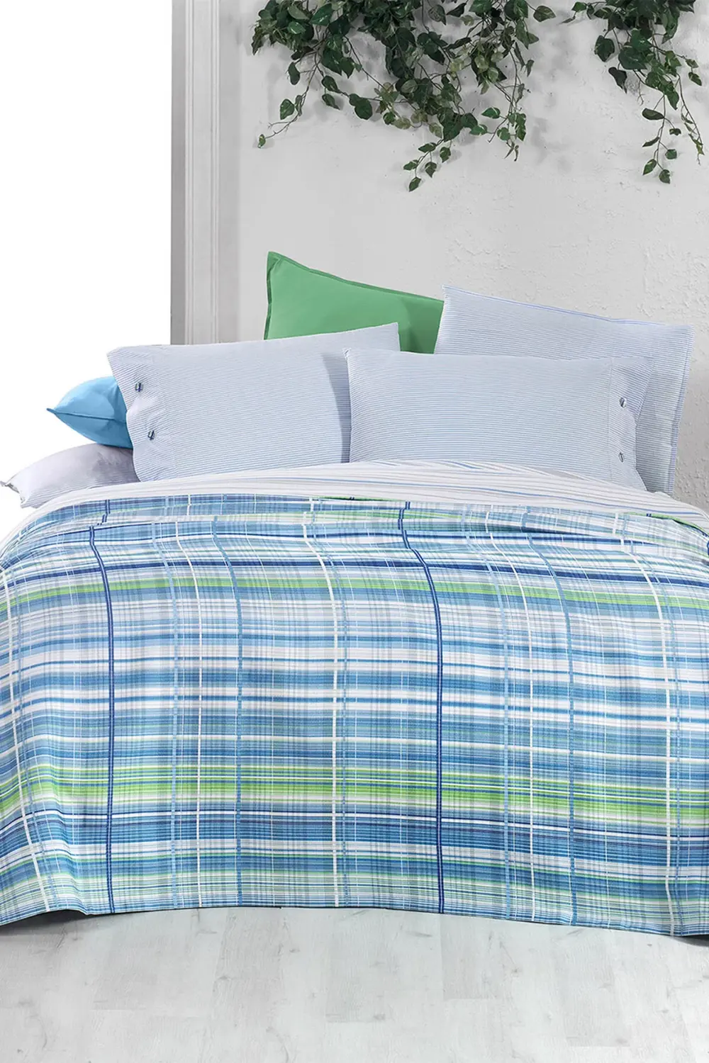 Viola Mavi Çift Kişilik %100 Pamuk Pike Takımı