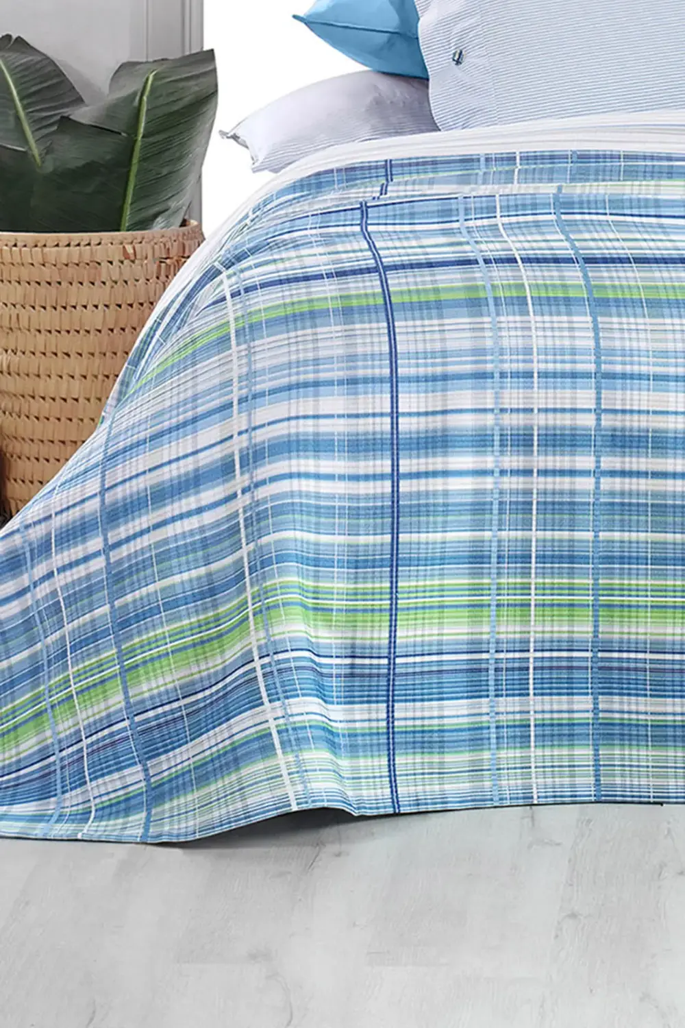 Viola Mavi Çift Kişilik %100 Pamuk Pike Takımı