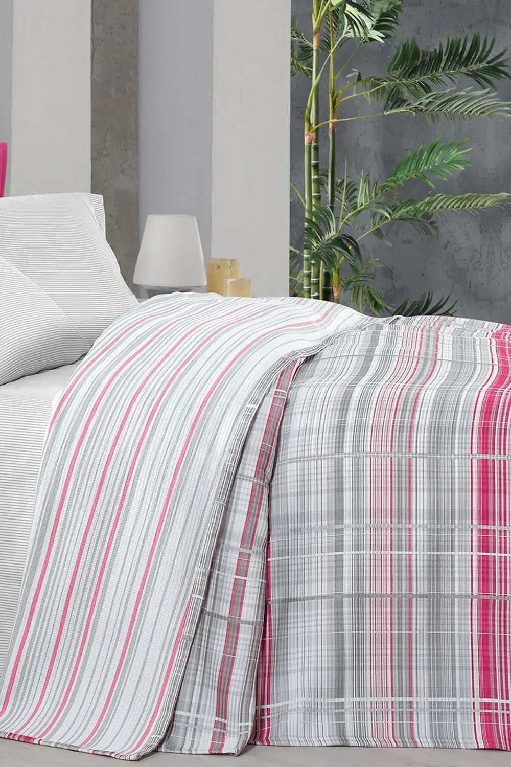 Viola Pembe Tek Kişilik %100 Pamuk Pike Takımı