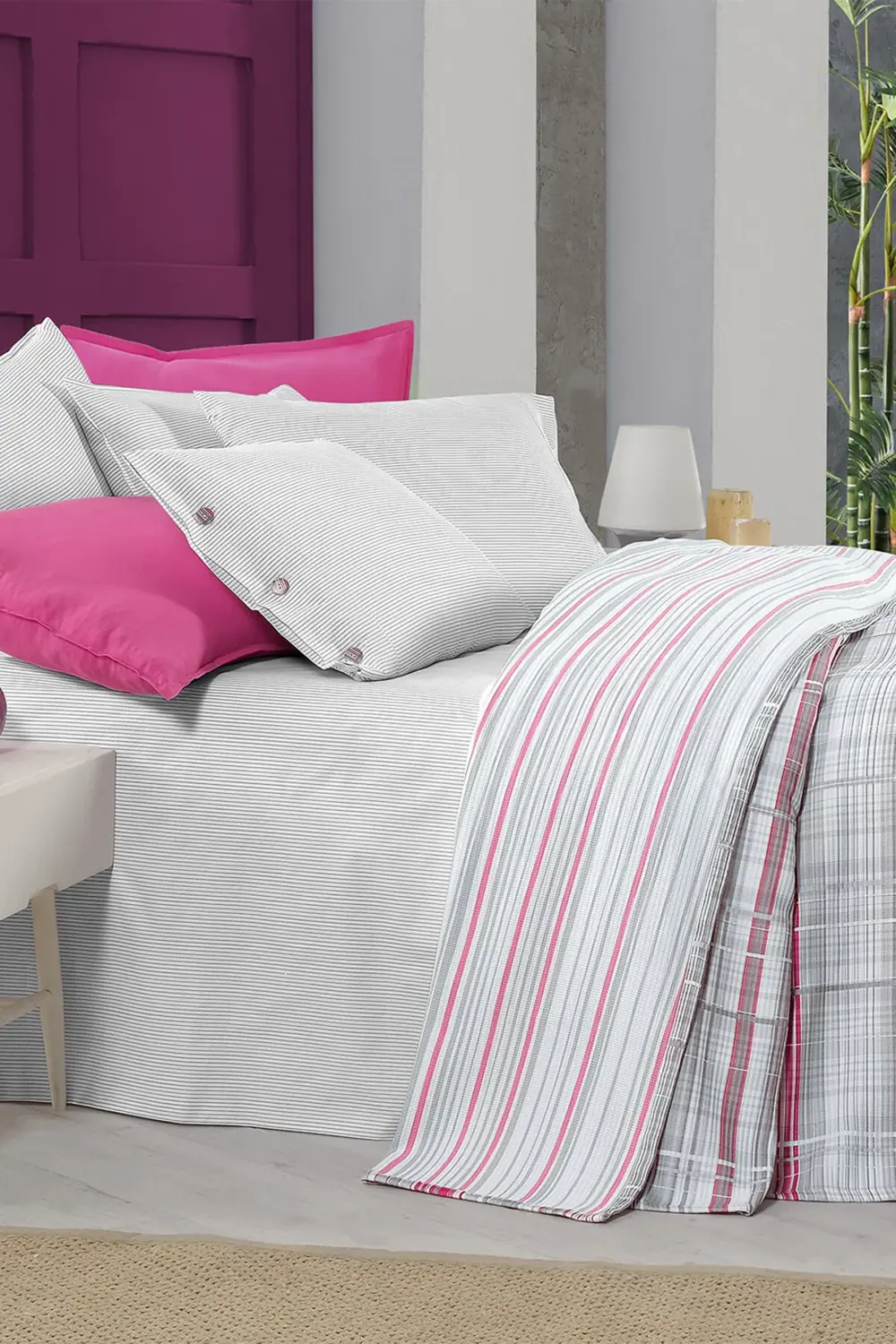 Viola Pembe Tek Kişilik %100 Pamuk Pike Takımı