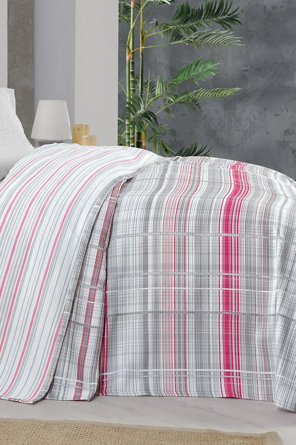 Viola Pembe Tek Kişilik %100 Pamuk Pike Takımı