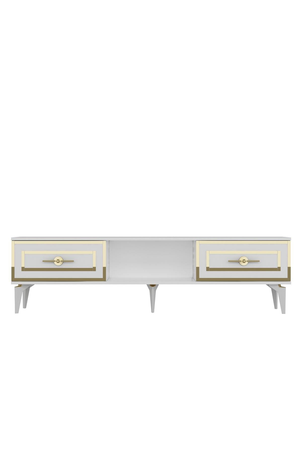 Cantek Dizayn Violact Tv Sehpasi Beyaz-Altin