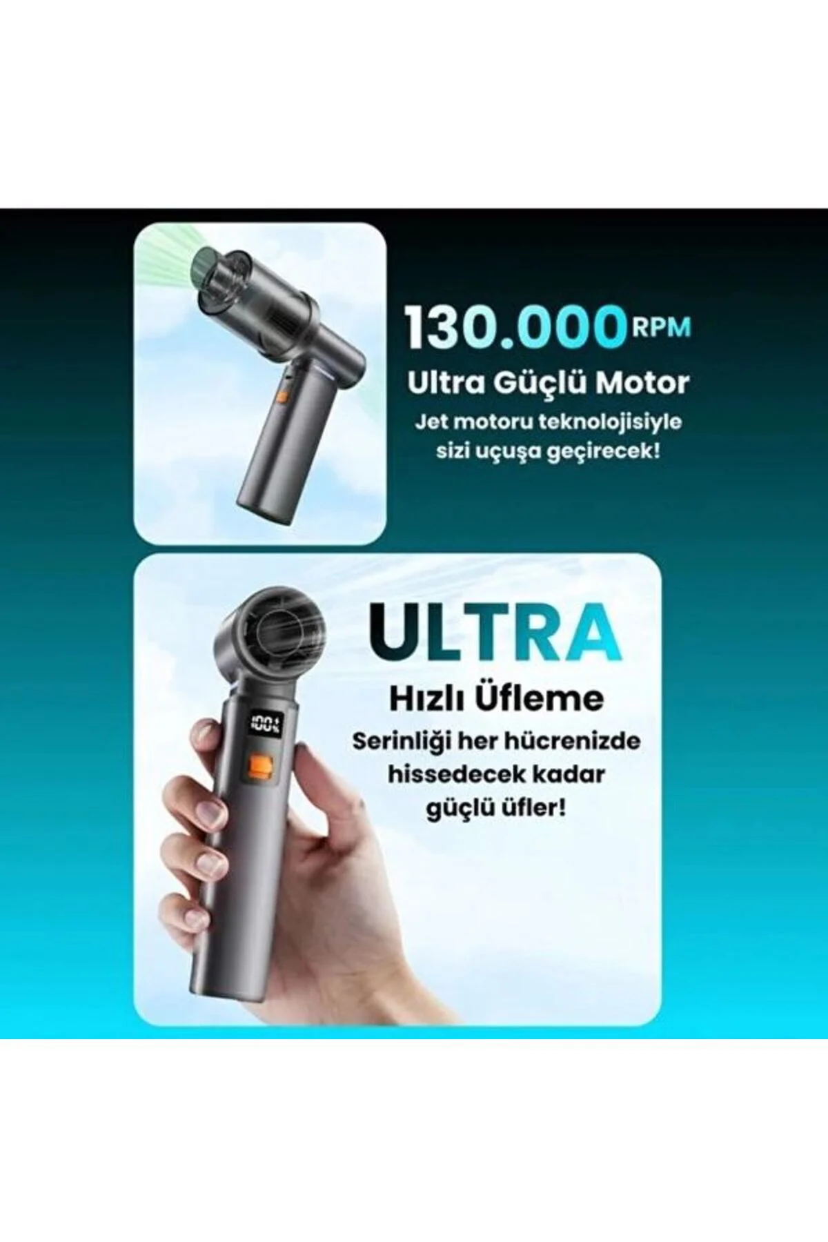 Violent Turbo Jet Fan Süpürge Özellikli 130000rpm Ultra Güçlü Mot