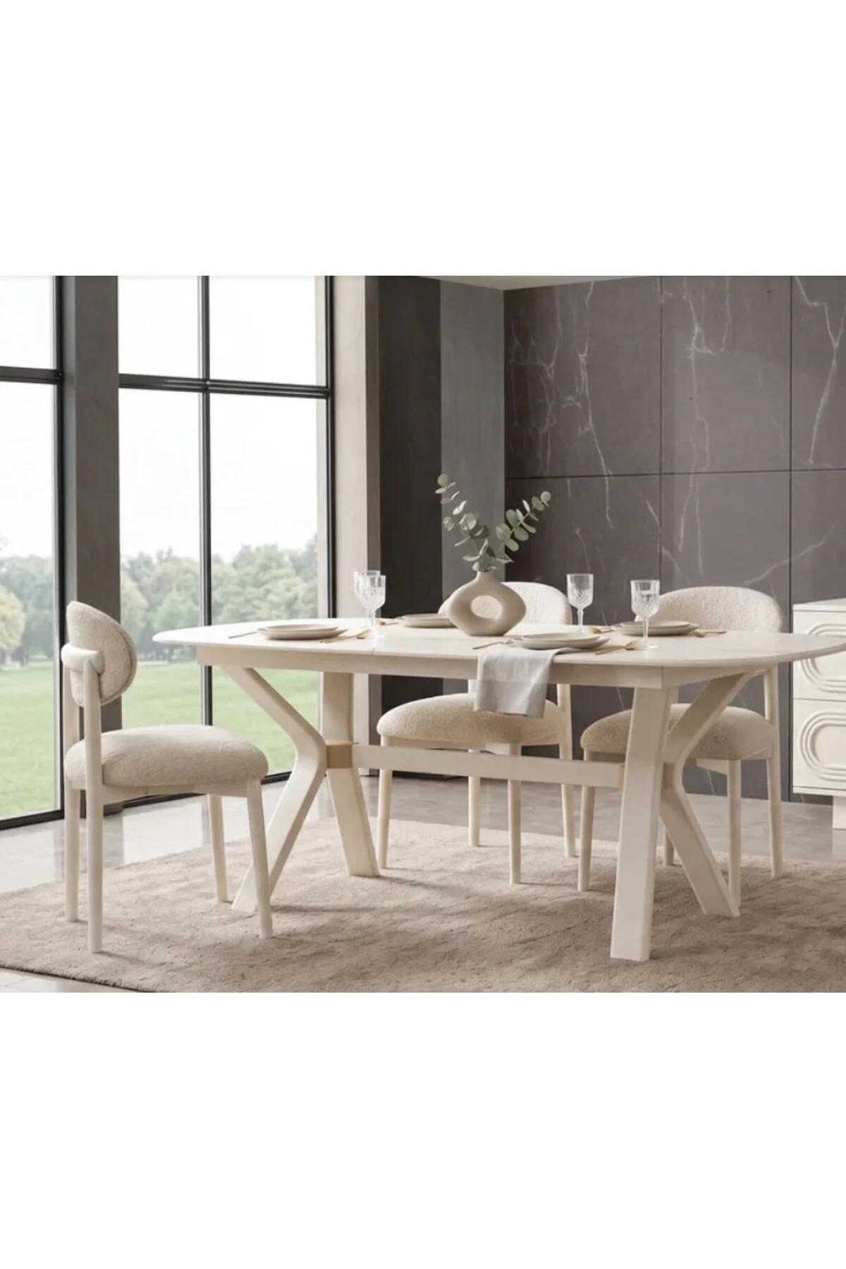 VİONA MDF AÇILIR YEMEK MASASI+6 SANDALYE VİONA MDF AÇILIR YEMEK MASASI+6 SANDALYE