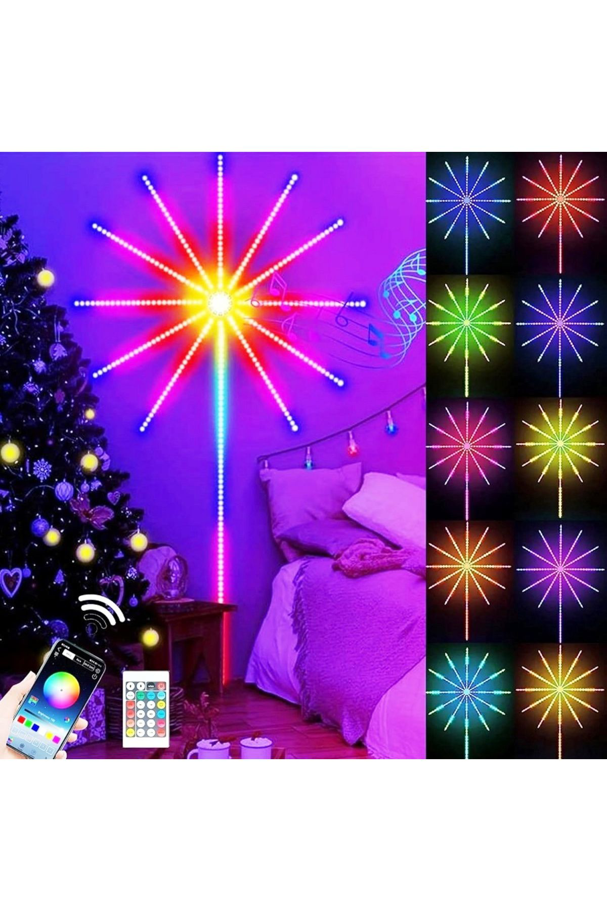 Apex Avize Vip Noel İşiği App Smart Control İc Led Rgb Fireworks Light Full+