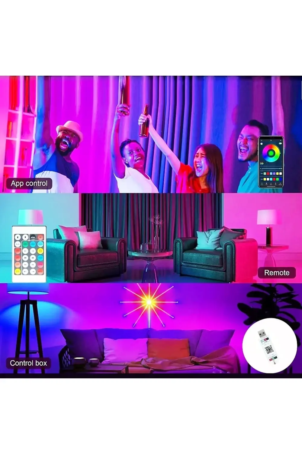 Apex Avize Vip Noel İşiği App Smart Control İc Led Rgb Fireworks Light Full+