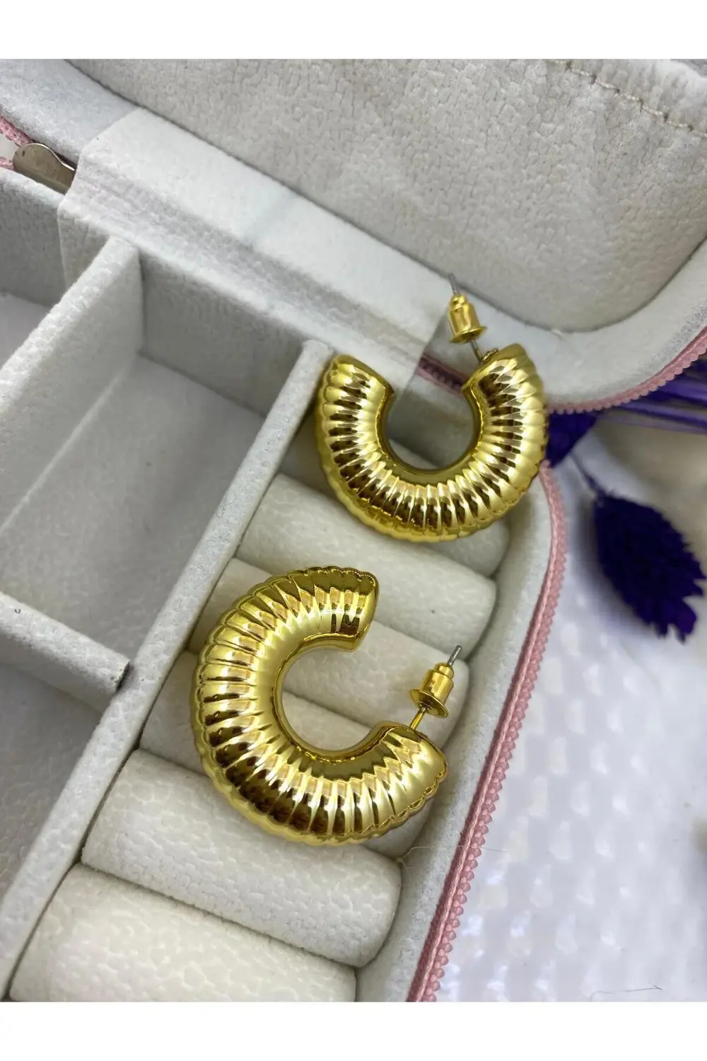 Arescollection Vip Seri Çelik Trend Kadın Kararmaz Tombul Kalın Halka Küpe