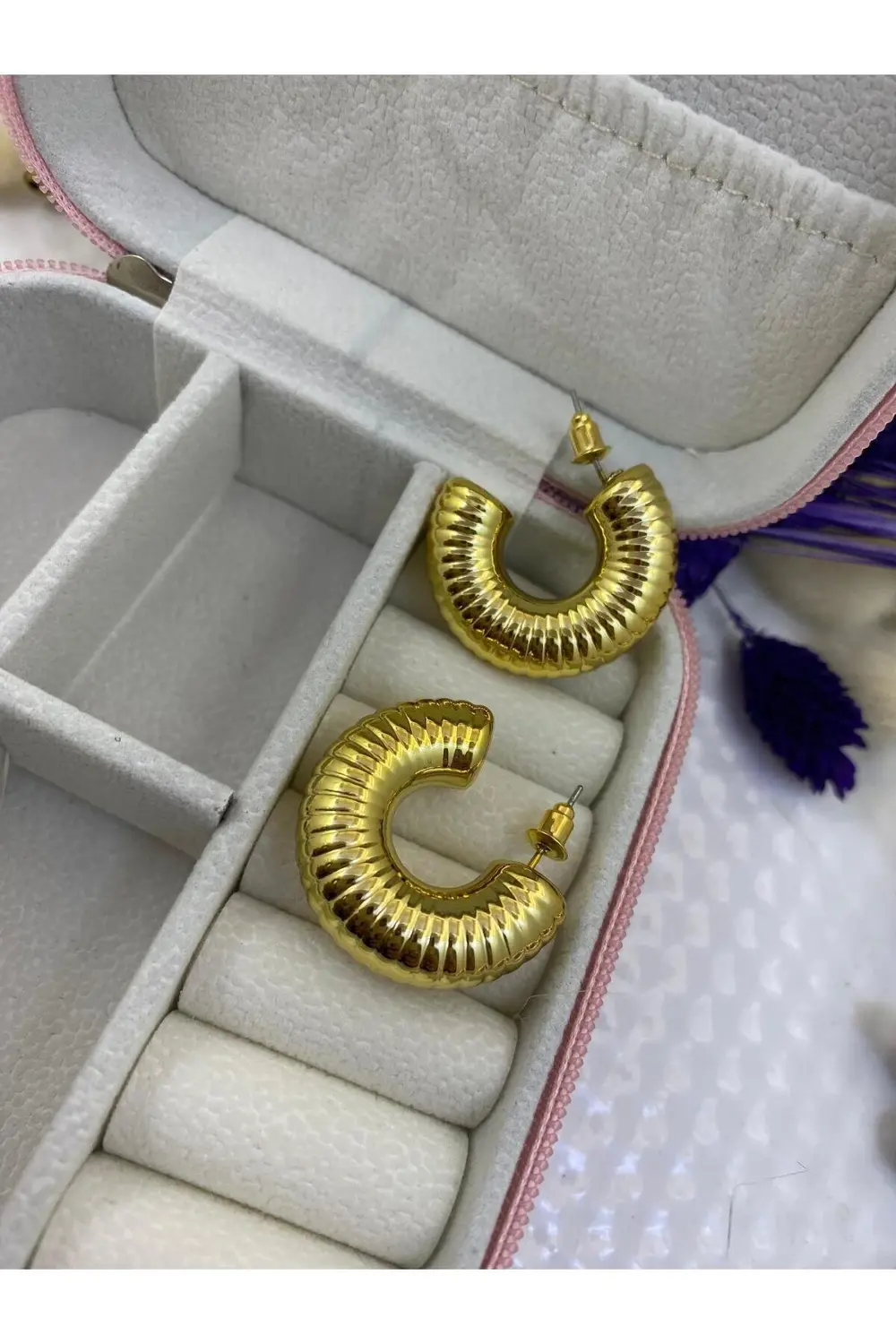 Arescollection Vip Seri Çelik Trend Kadın Kararmaz Tombul Kalın Halka Küpe