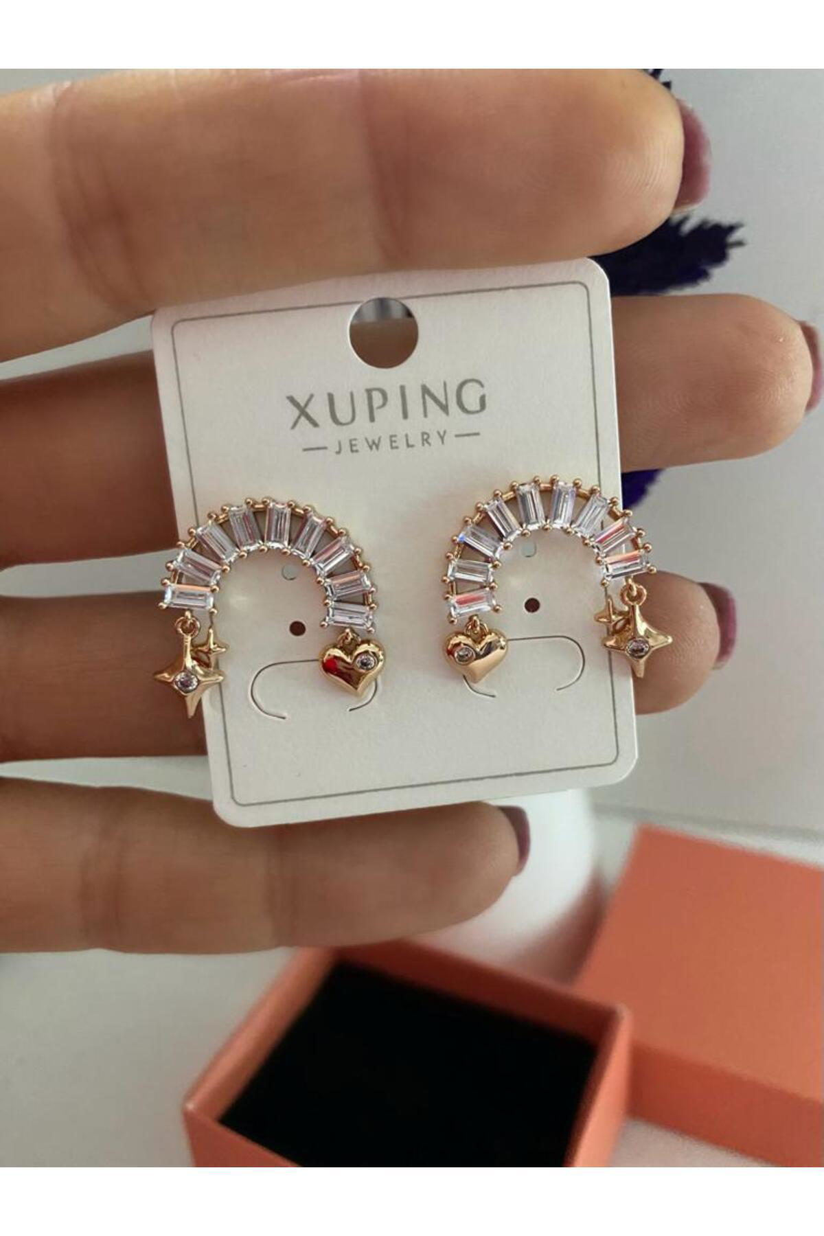 vip seri kararmaz xuping zirkon baget taşlı küpe