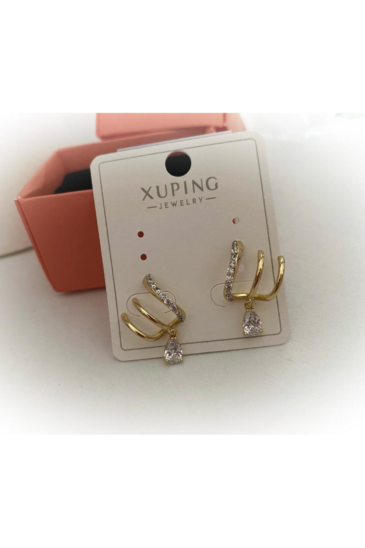 Arescollection Vip Seri Kararmaz Xuping Zirkon Taşlı Çoklu Görünen Halka Küpe