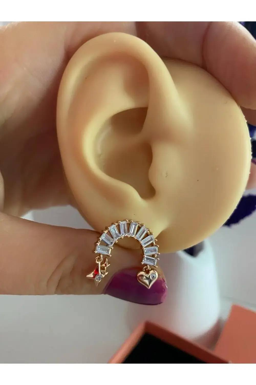 Arescollection Vip Seri Kararmaz Xuping Zirkon Baget Taşlı Küpe