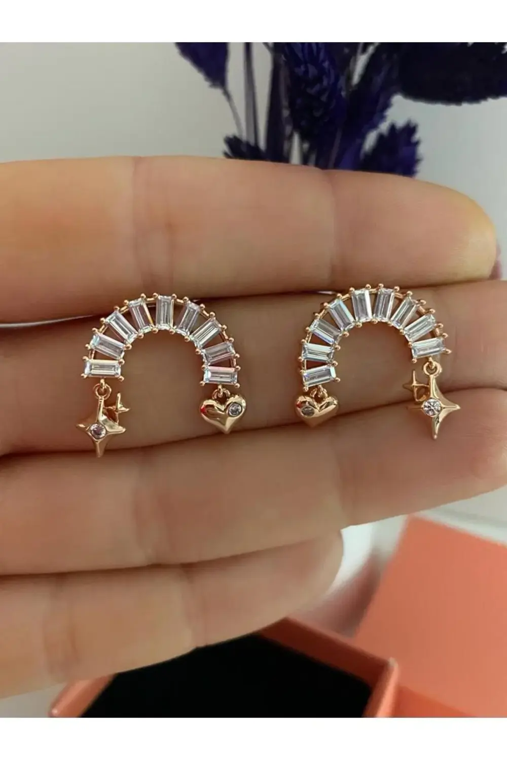 Arescollection Vip Seri Kararmaz Xuping Zirkon Baget Taşlı Küpe