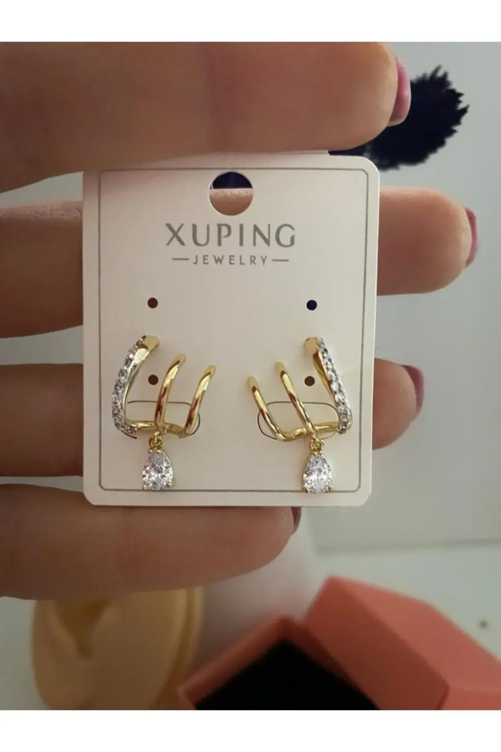 Arescollection Vip Seri Kararmaz Xuping Zirkon Taşlı Çoklu Görünen Halka Küpe