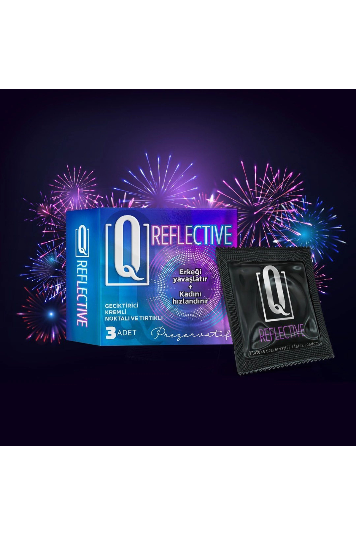 VipMarketim Reflective 3'lü Geciktiricili Ve Tırtıklı Prezervatif VipMarketim Reflective 3'lü Geciktiricili Ve Tırtıklı Prezervatif