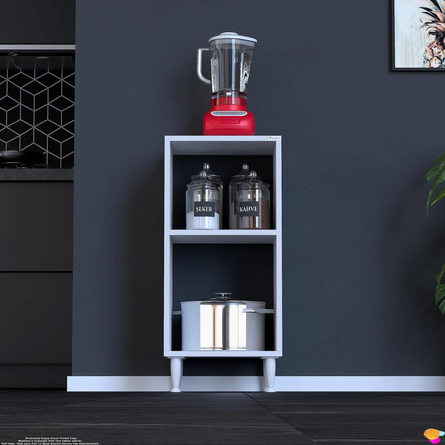Vira Çok Amaçlı Mutfak Standı 40x87x32 cm Kahve Köşesi Düzenleyic - Görsel 3