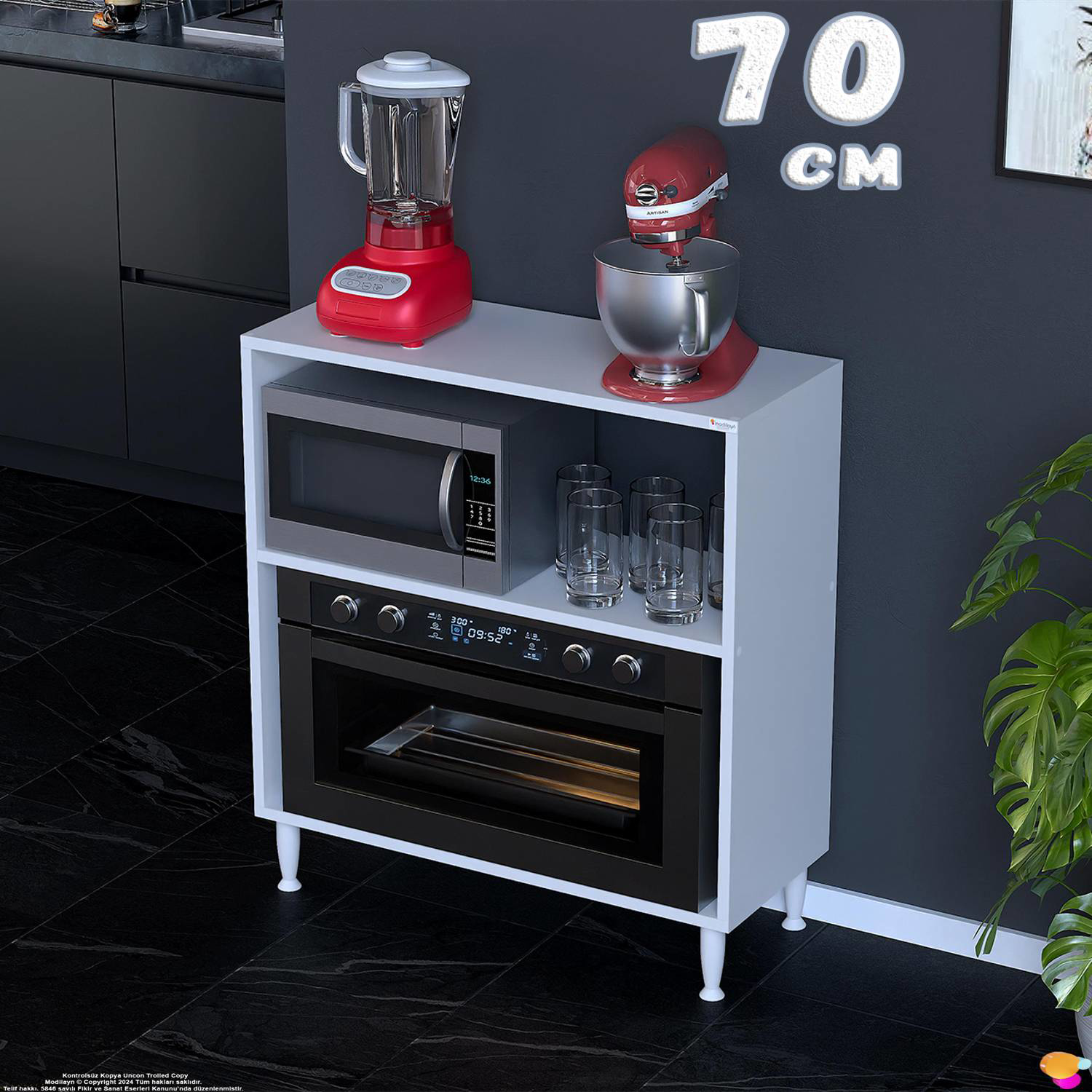 Vira Mikrodalga Fırın Standı 70x87x32 cm Çok Amaçlı Mutfak Rafı K Vira Mikrodalga Fırın Standı 70x87x32 cm Çok Amaçlı Mutfak Rafı K