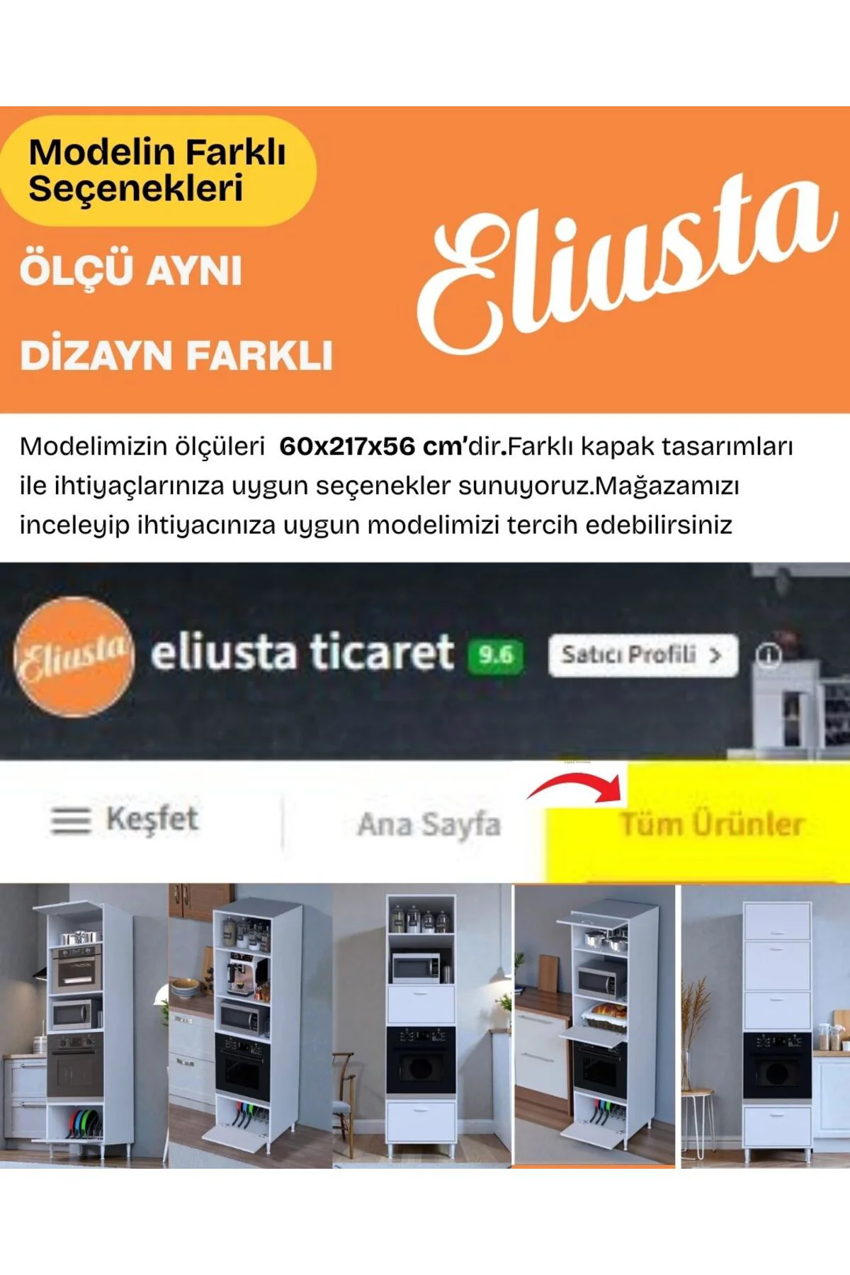 Viramo Mikrodalga/Ankastre Fırın Dolabı Kapaklı Depolama Alanlı 6