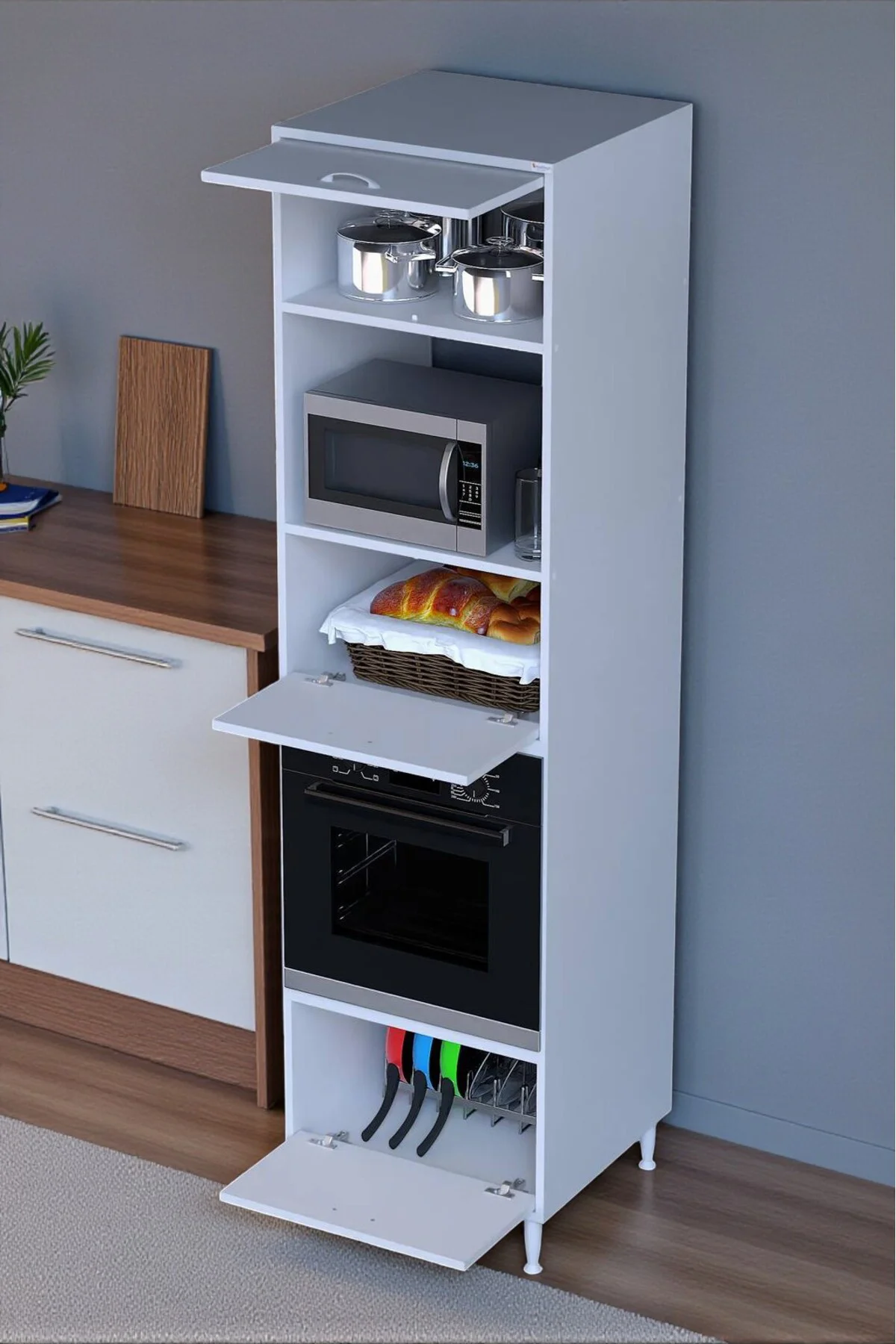Viramo Mikrodalga/Ankastre Fırın Dolabı 3 Kapaklı Depolama Alanlı