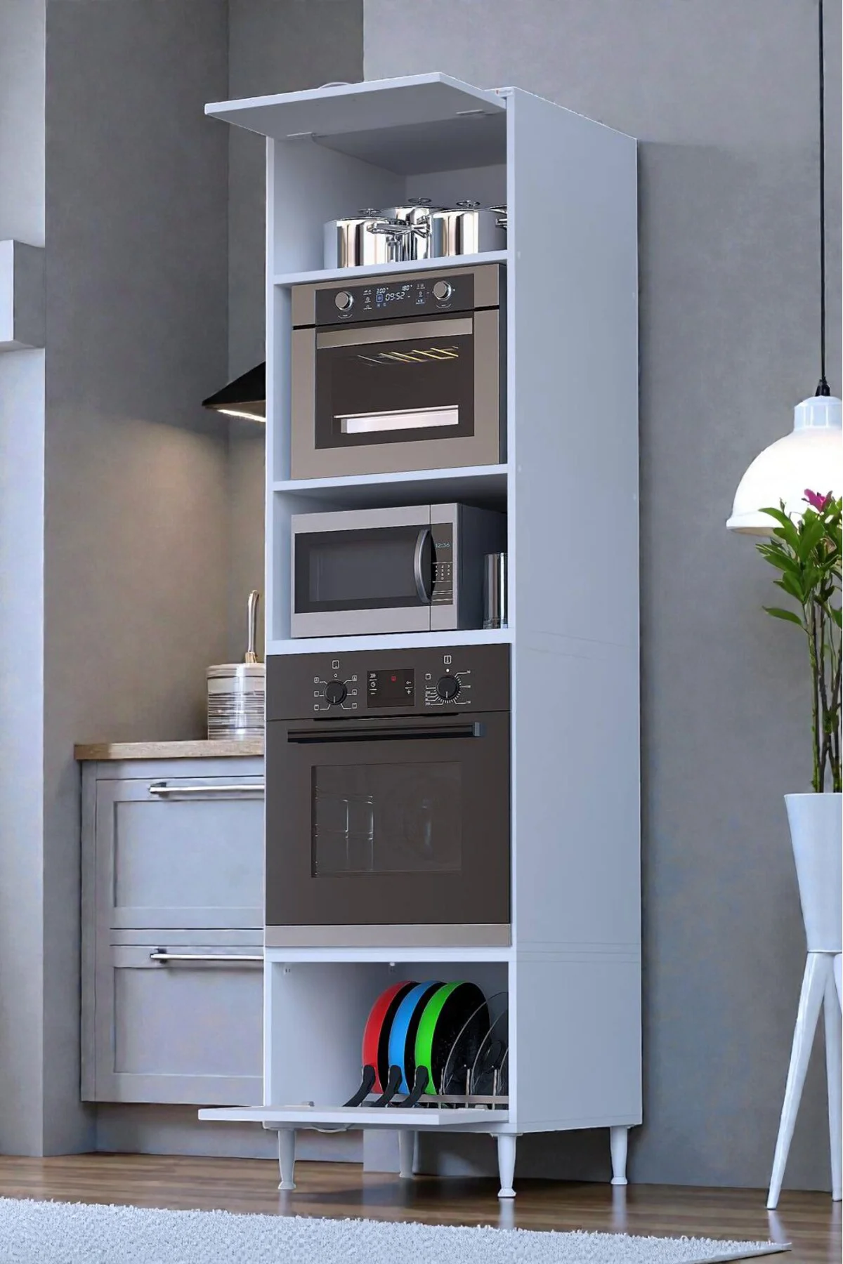 Viramo Mikrodalga/Ankastre Fırın Dolabı Kapaklı Depolama Alanlı 6