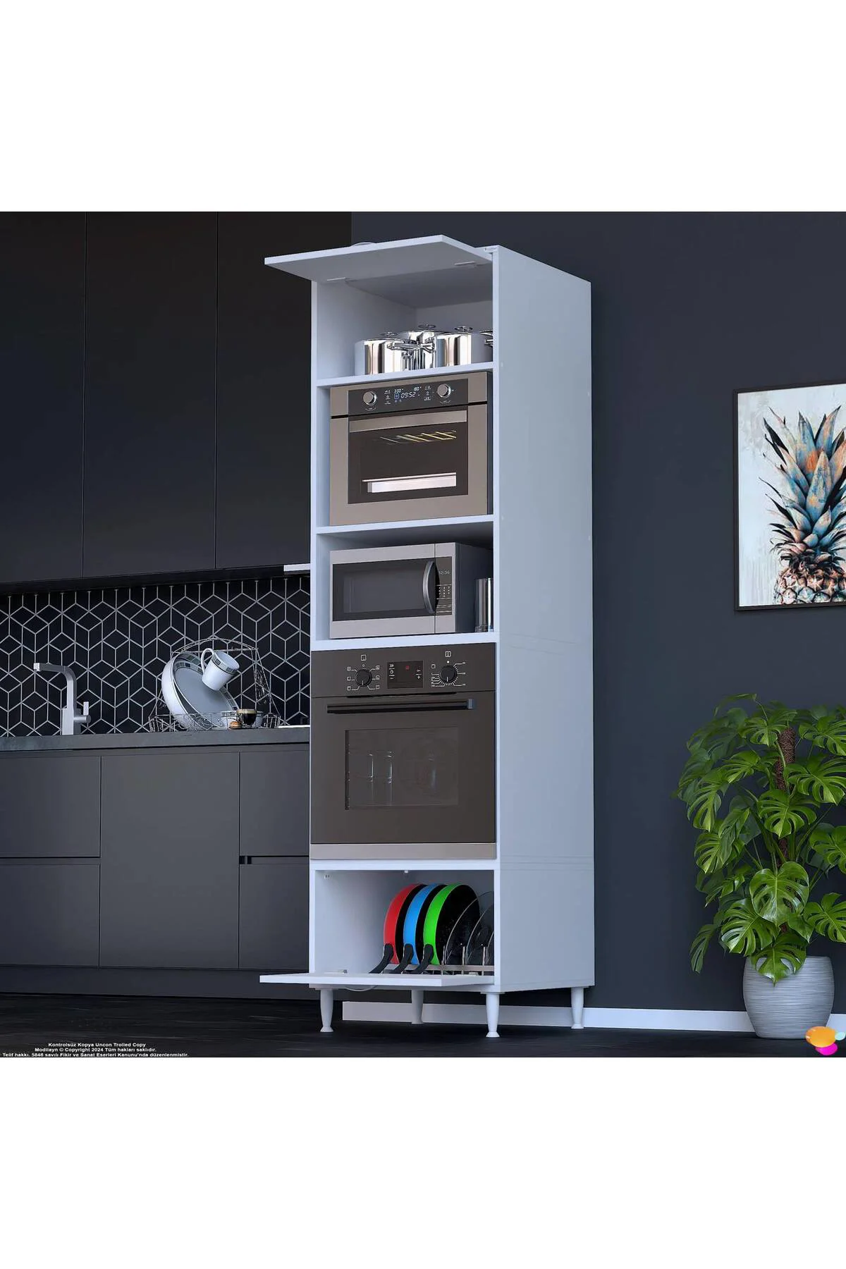 Viramo Mikrodalga/Ankastre Fırın Dolabı Kapaklı Depolama Alanlı 6