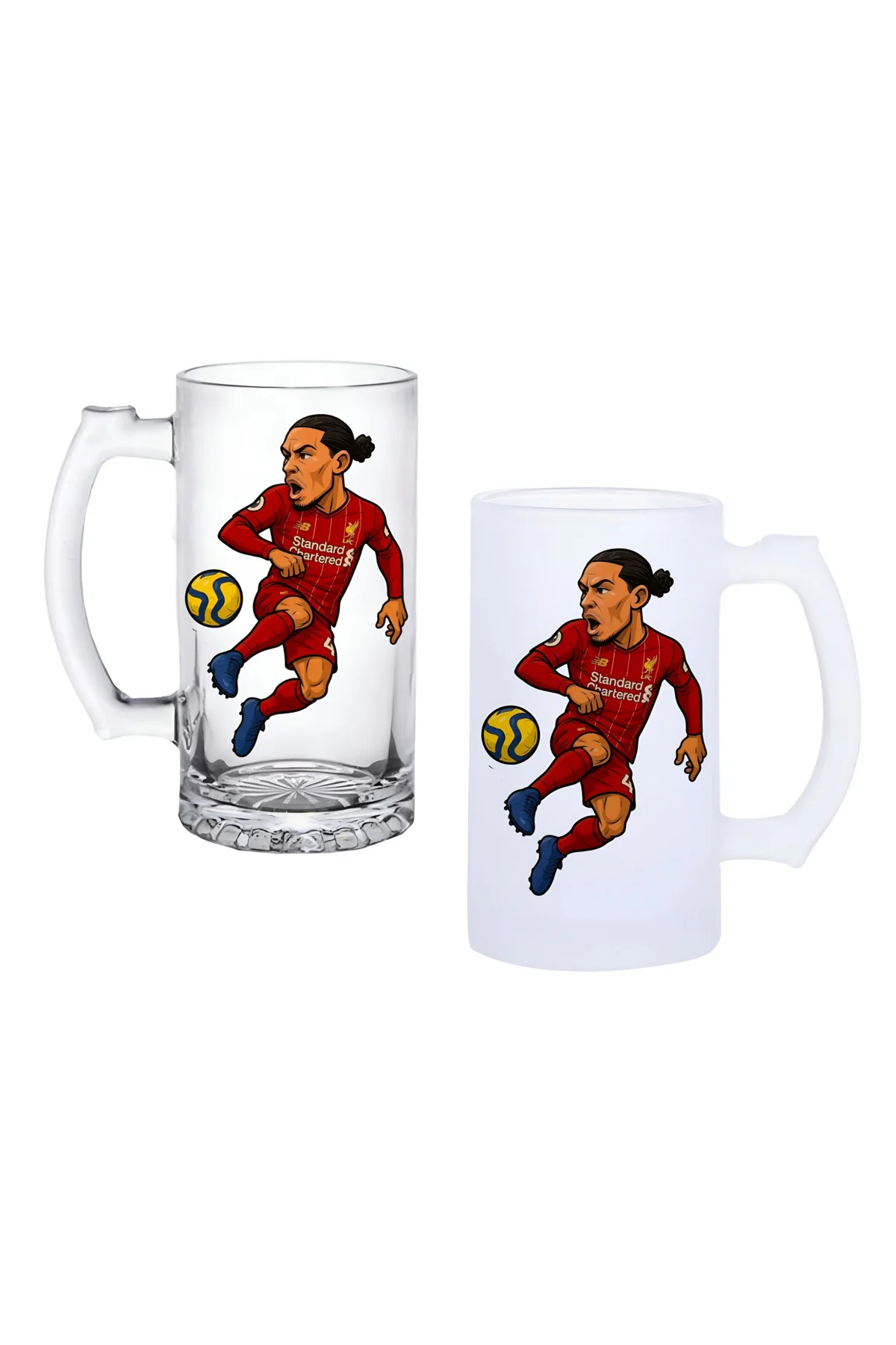 Virgil Van Dijk Kulplu Bira Bardağı Buzlu veya Şeffaf Seçenekli 0