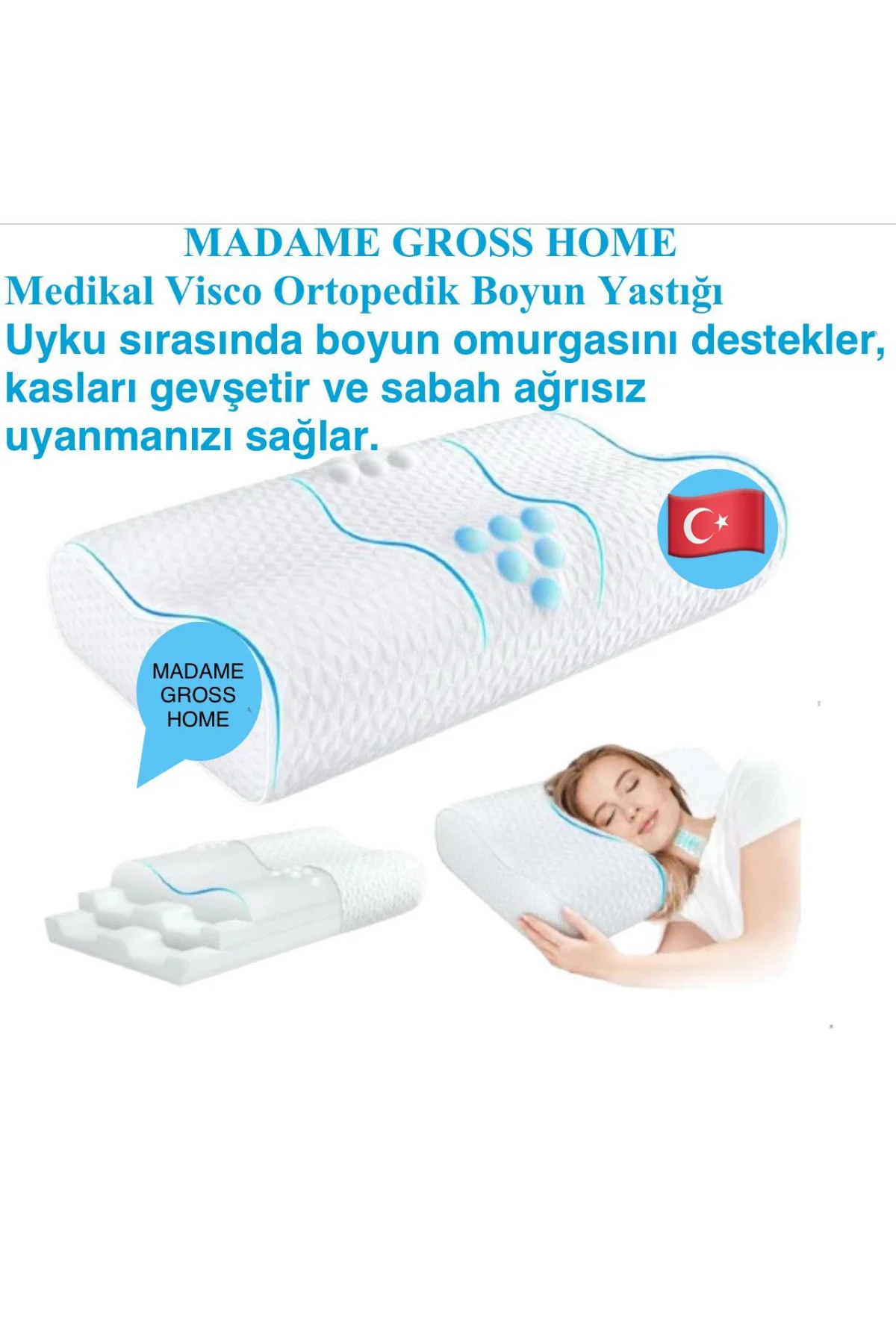 Visco Ortopedik Boyun Destekli Yastık – Ergonomik Memory Foam Uyk