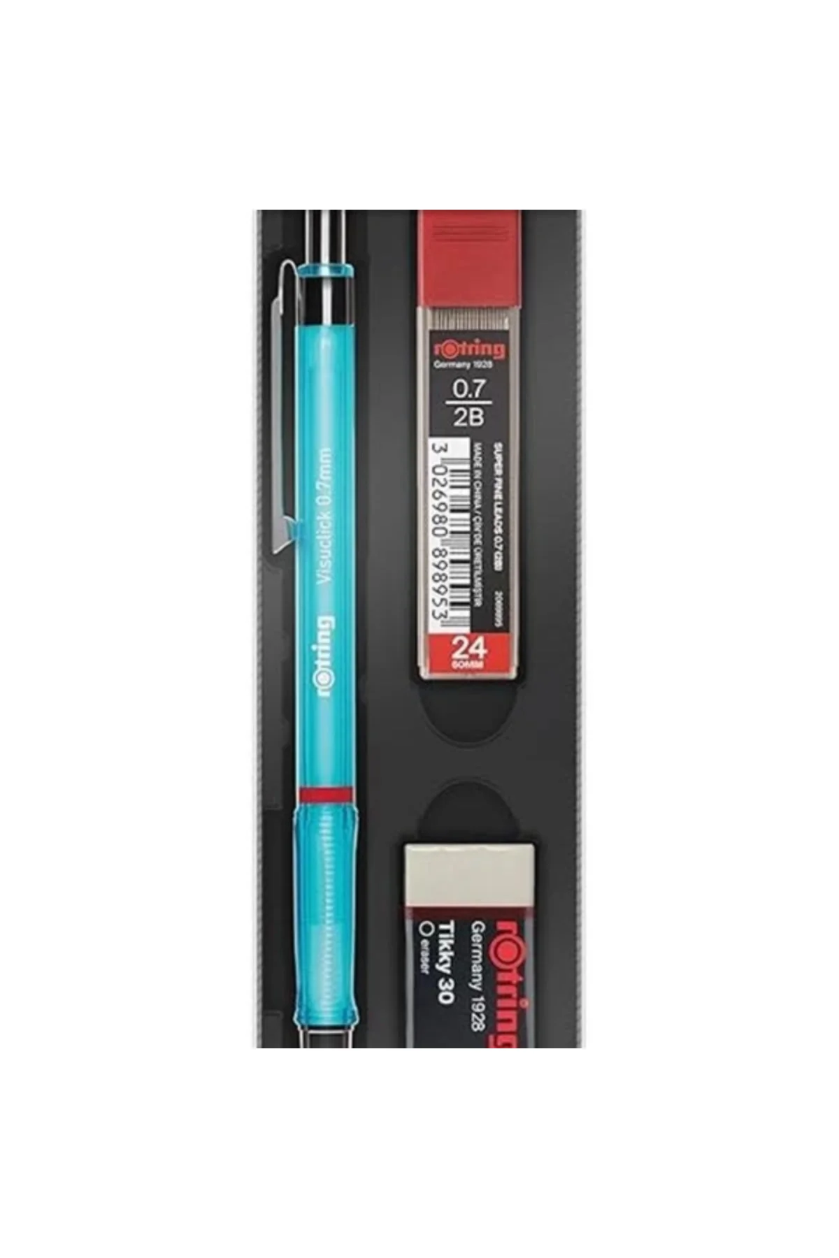 Visuclick Versatil Kalem 3 ?lü Okul Seti, Uçlu Kalem 0.7 mm, 0.7 Uç 2B, Silgi Hediye Mavi