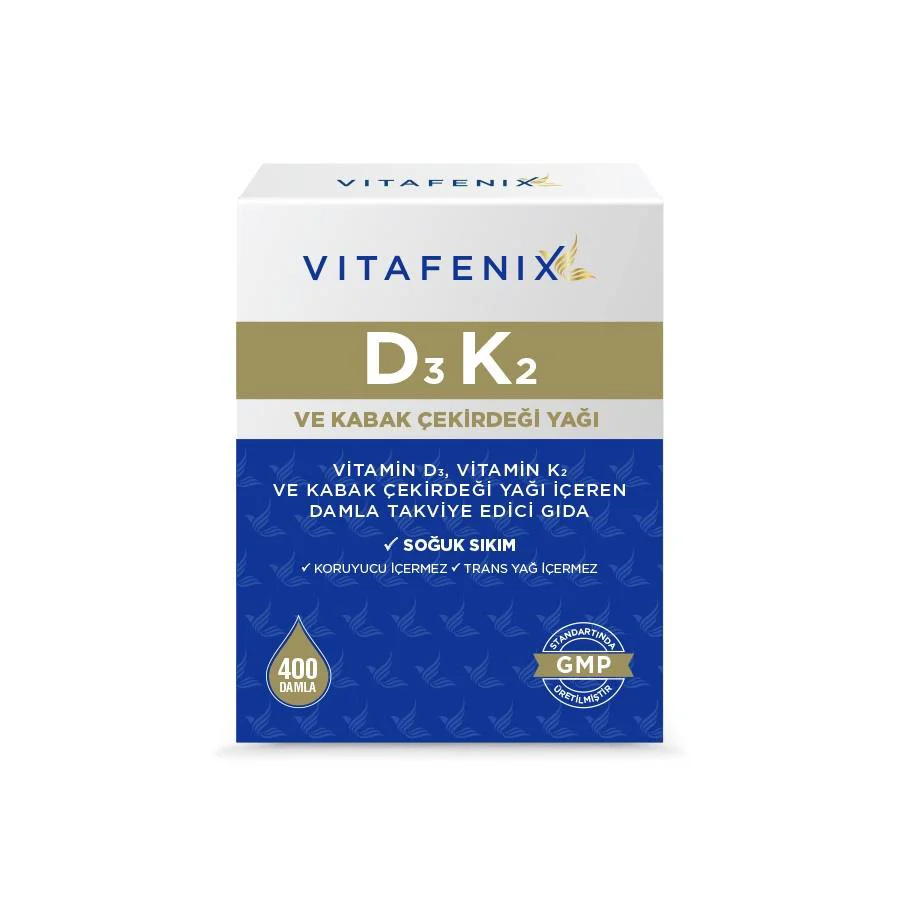 Vitafenix D3K2 ve Kabak Çekirdeği Yağı 400 Damla Vitafenix D3K2 ve Kabak Çekirdeği Yağı 400 Damla